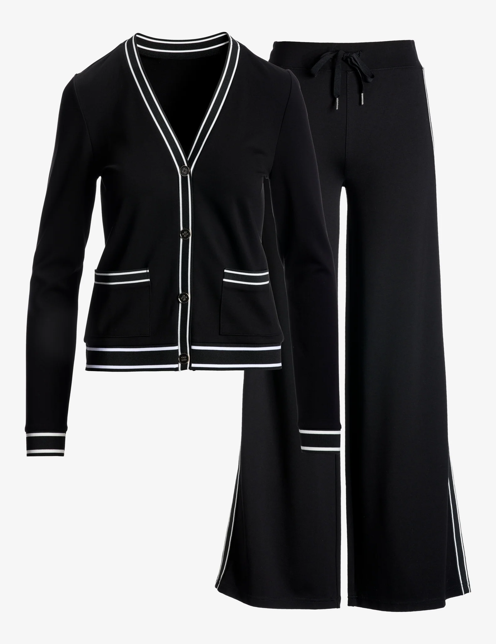 Racerstripe Jacket and Pant Set Black/White - Mycitystee