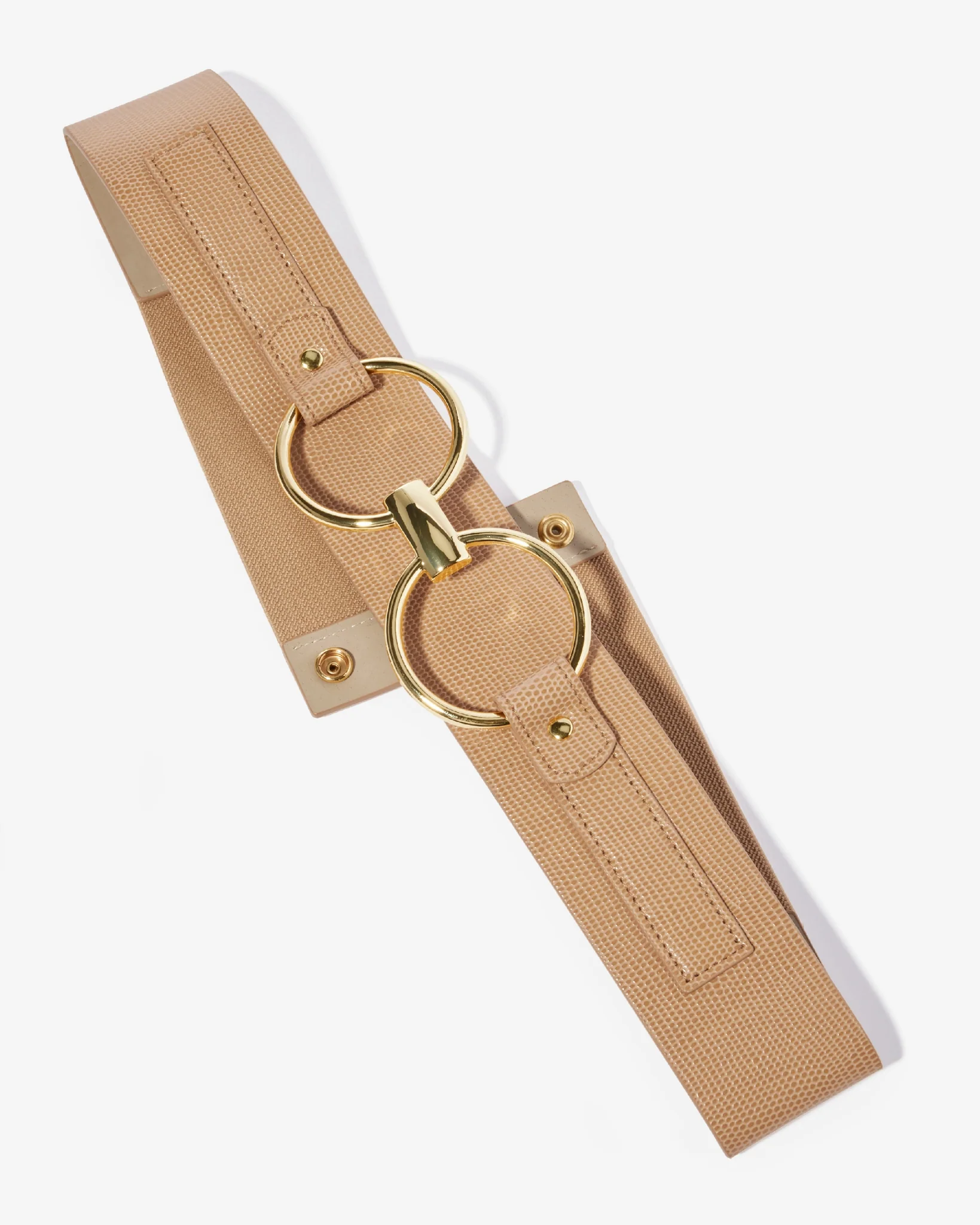 Elastic Waist Belt with Gold Hardware Classic Tan - Mycitystee