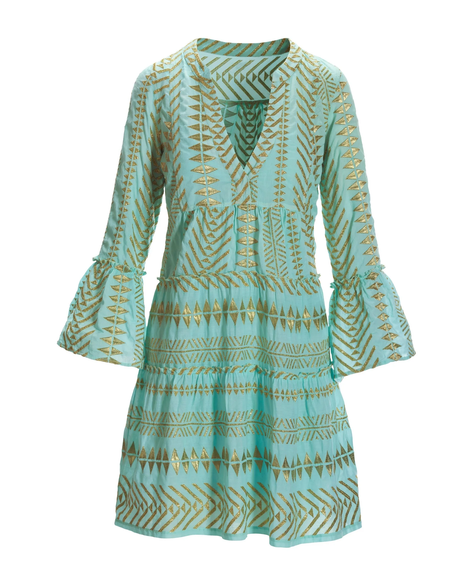 Metallic detail tiered effortless dress Blue Tint - Mycitystee