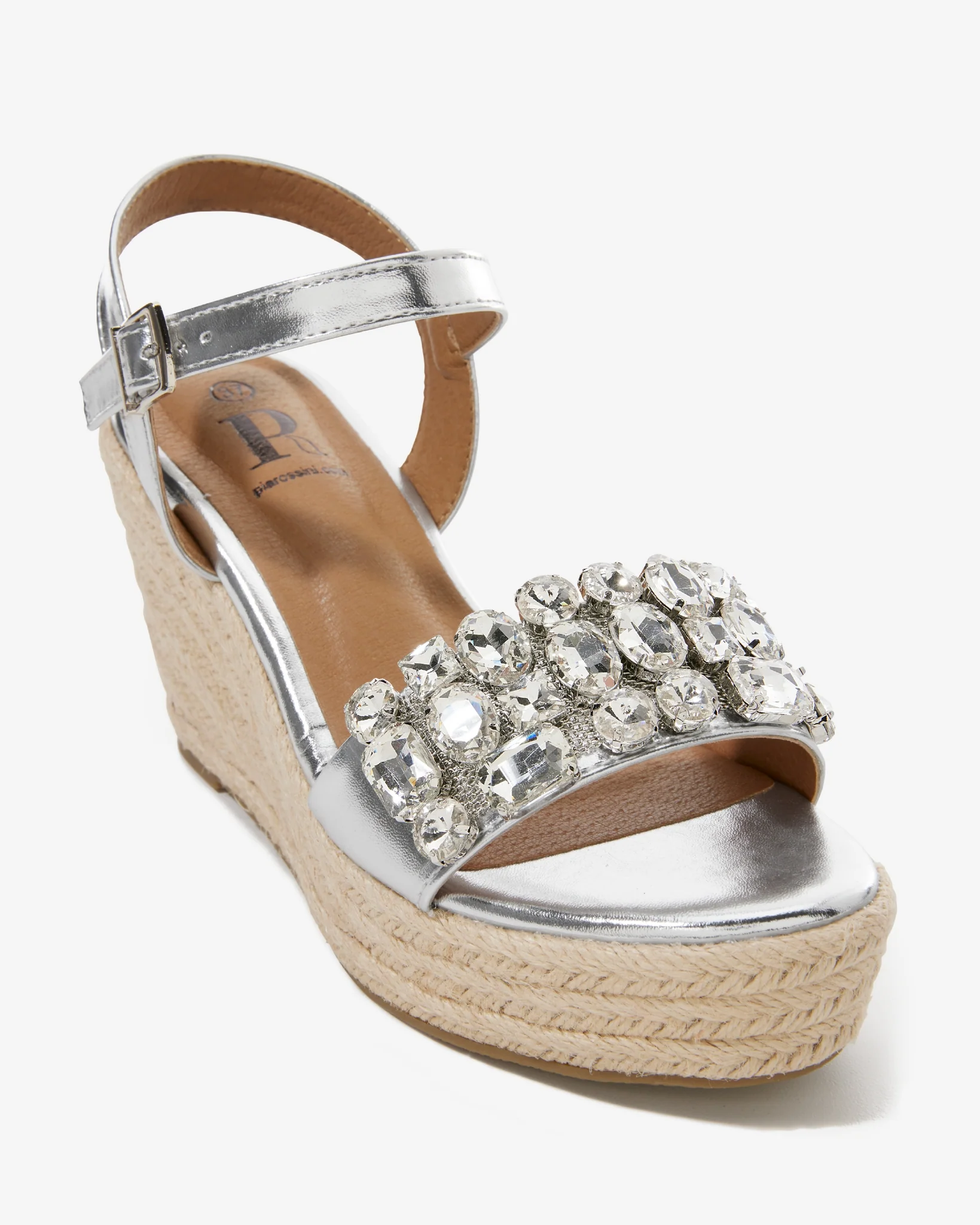 Embellished Rhinestone Wedge Silver - Mycitystee