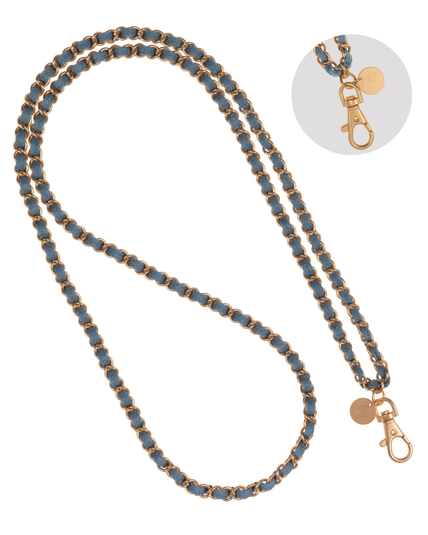 Denim Dream x Matte Gold Crossbody Phone Chain - Mycitystee