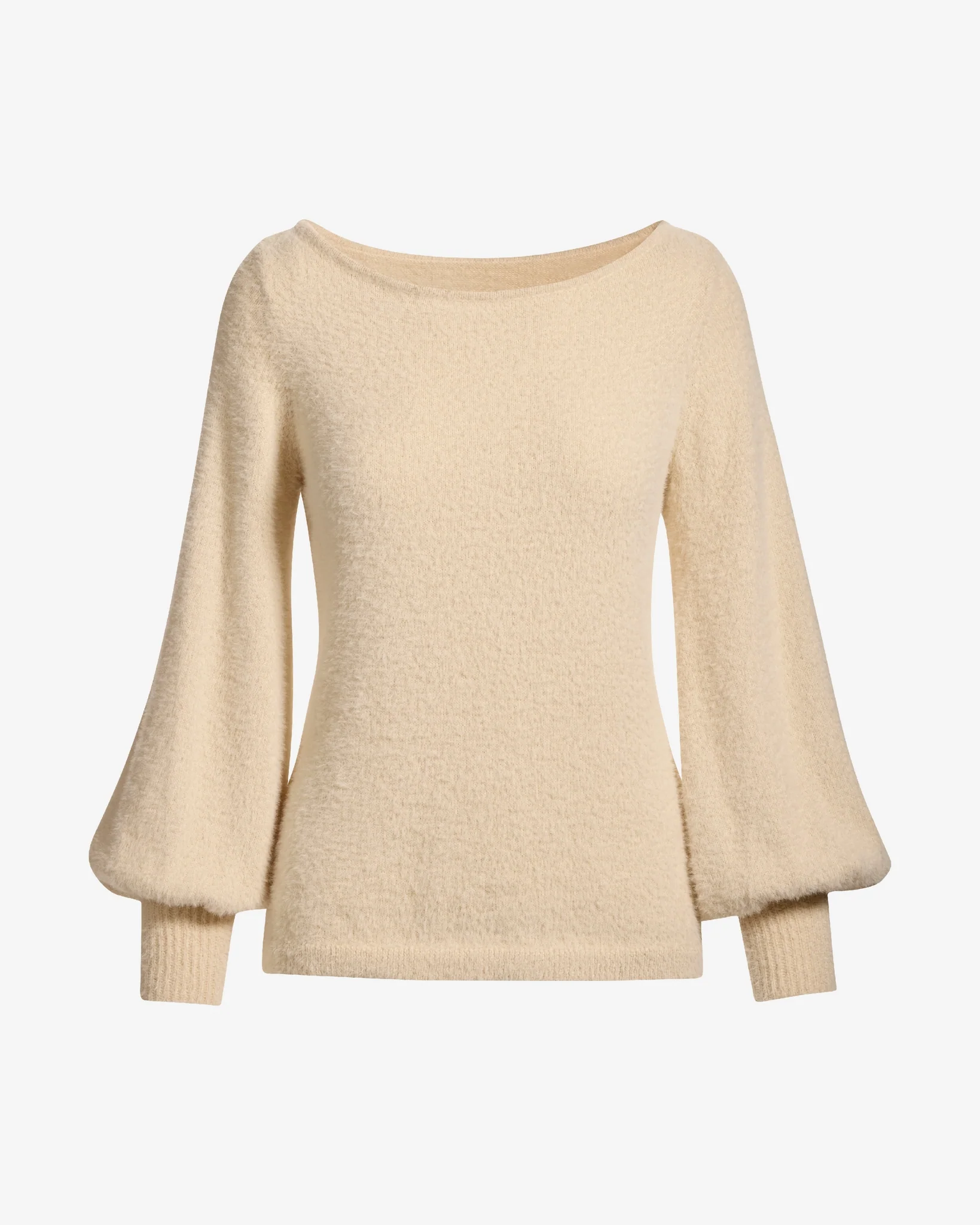 Plush Slouchy Balloon Sleeve Sweater Sandshell - Mycitystee