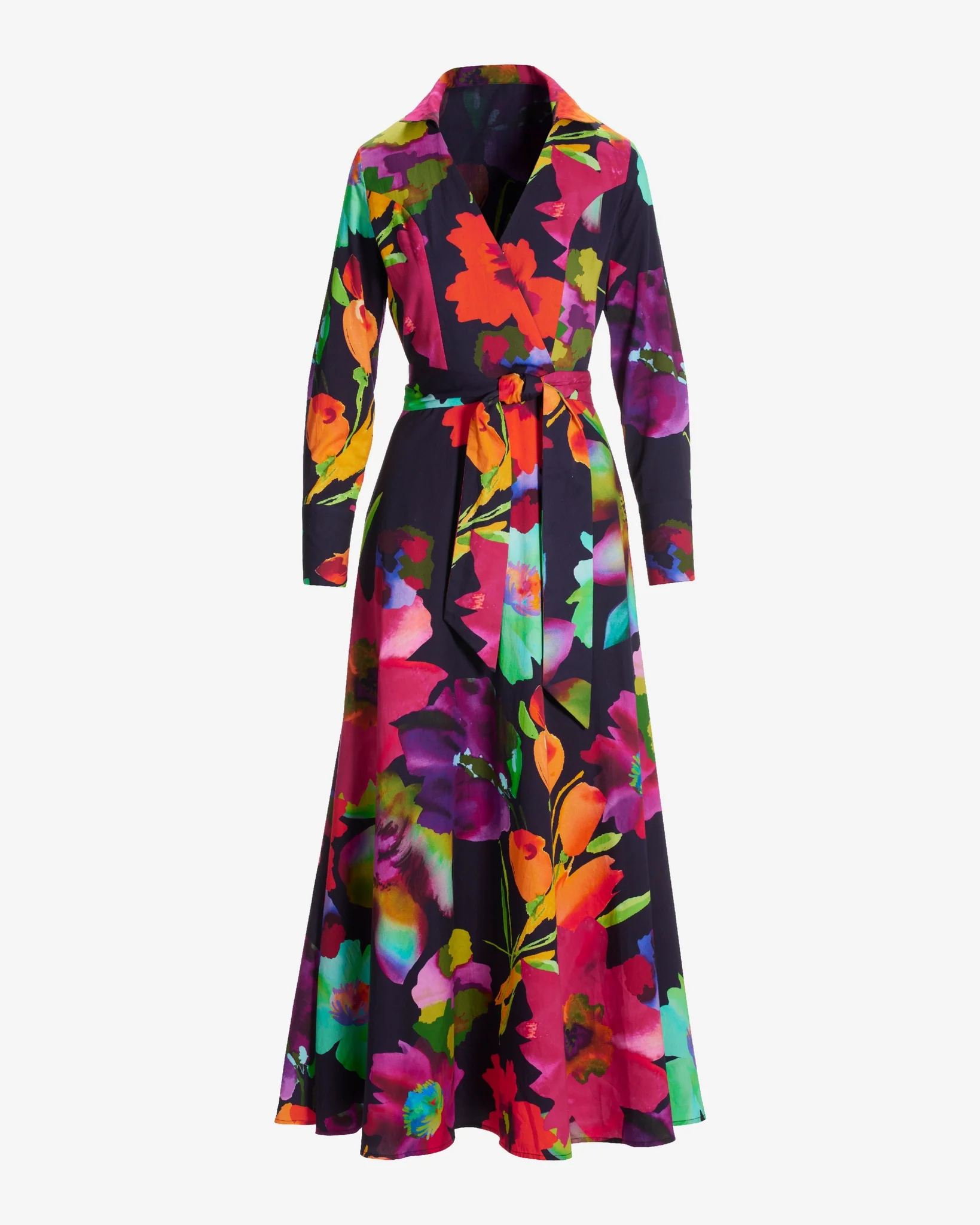 City Garden Surplice Maxi Dress Navy Multi - Mycitystee