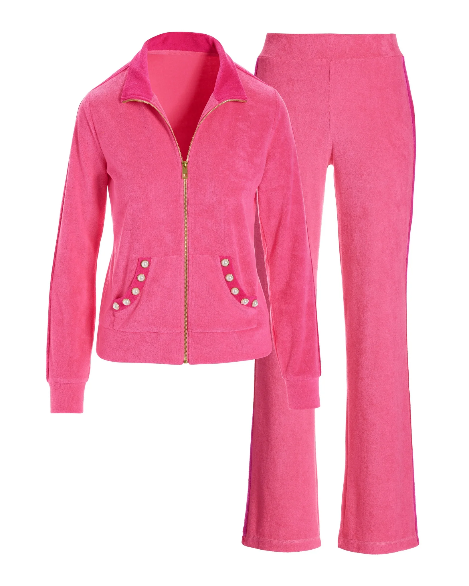 Beach Terry Pearl Jacket and Pant Set Aurora Pink - Mycitystee