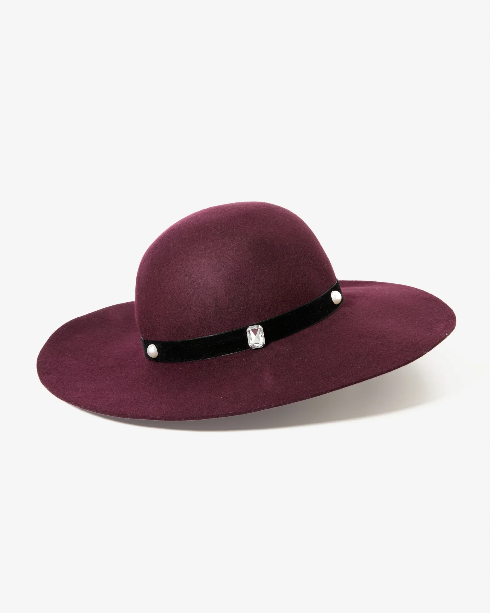Pearl and Gem Felt Hat Burgundy - Mycitystee