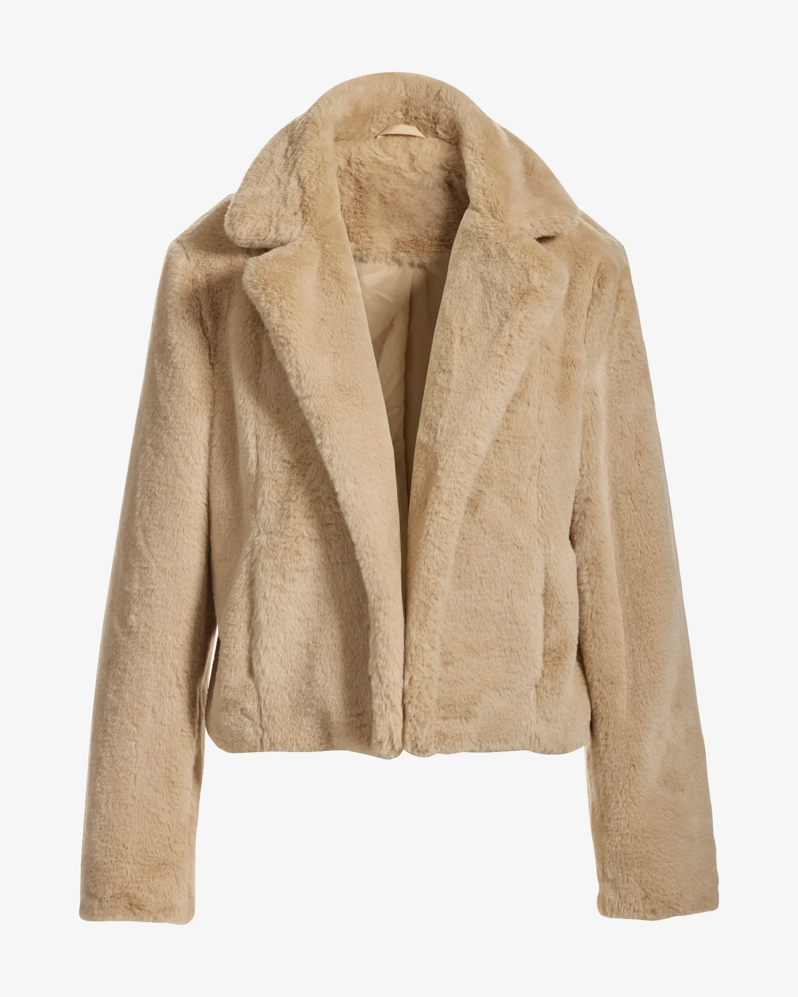 Notch Collar Faux Fur Chubby Tan - Mycitystee