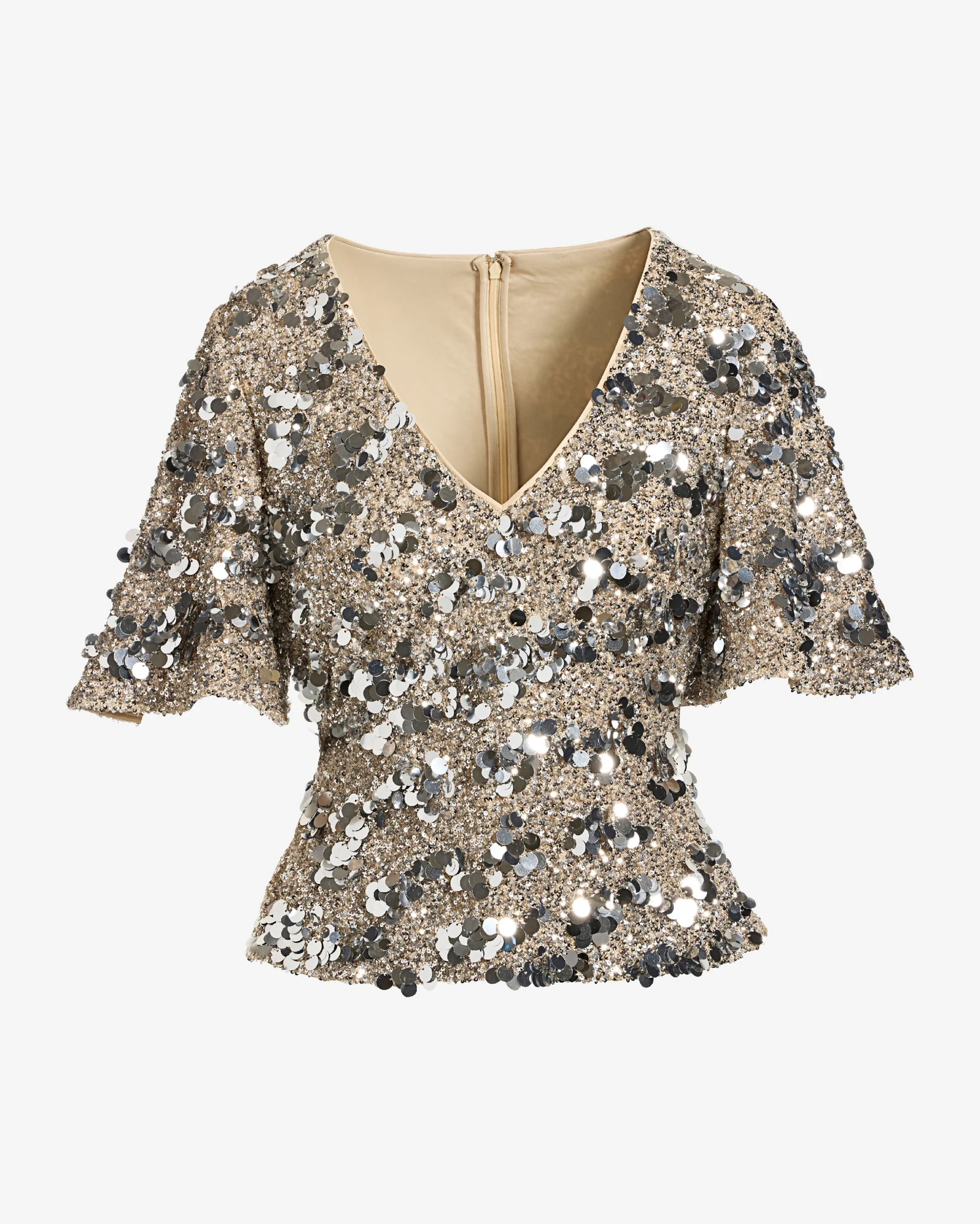 Sequin Paillette Knit Top White Silver - Mycitystee