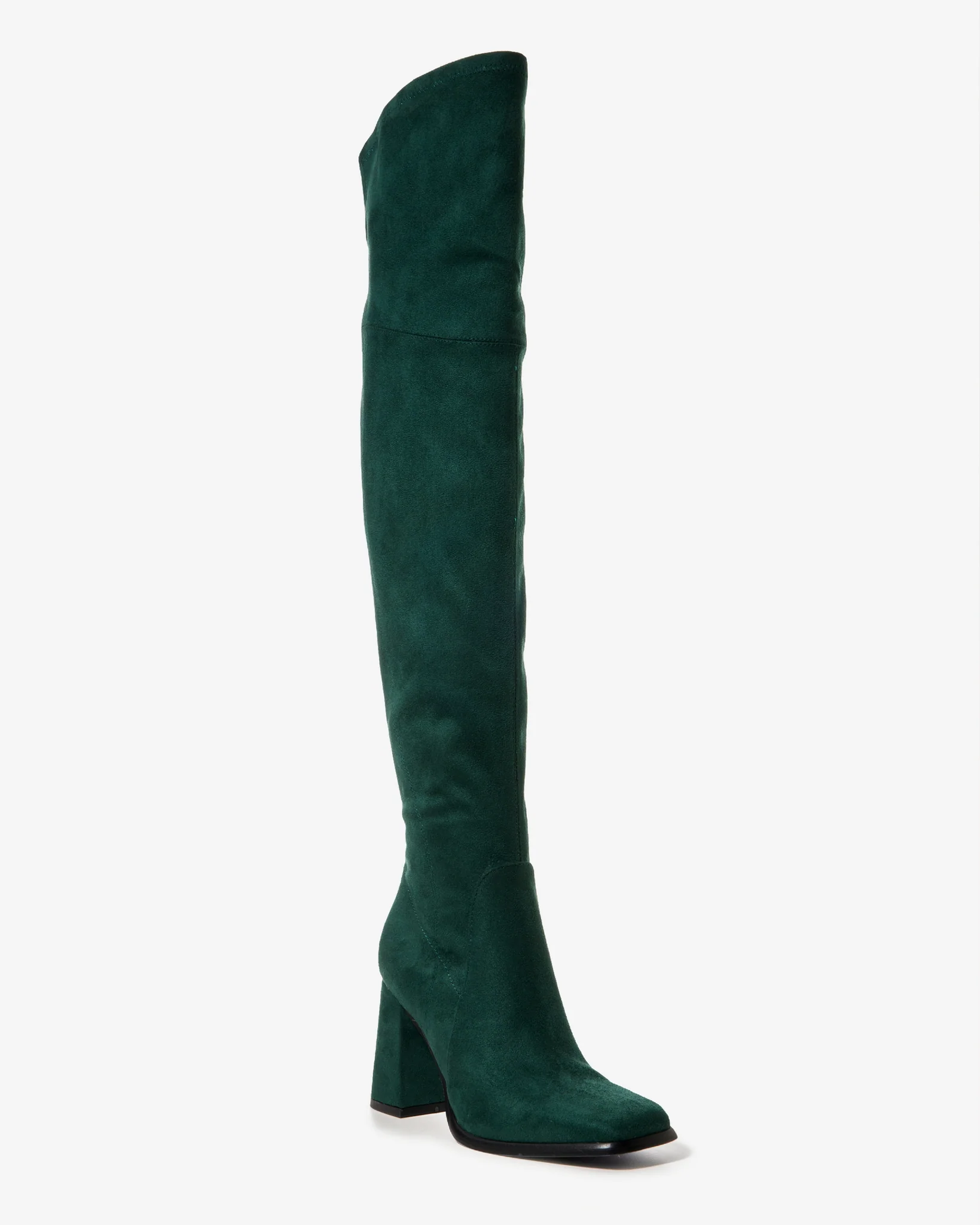 Over the Knee Square Toe Boot Emerald - Mycitystee