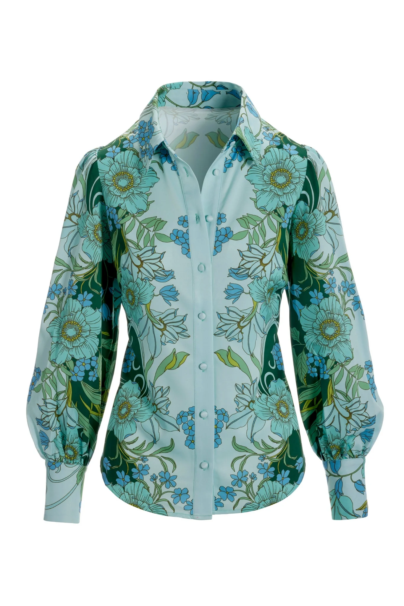 Floral Print Victoria Chic Drama-Sleeve Shirt Multi - Mycitystee