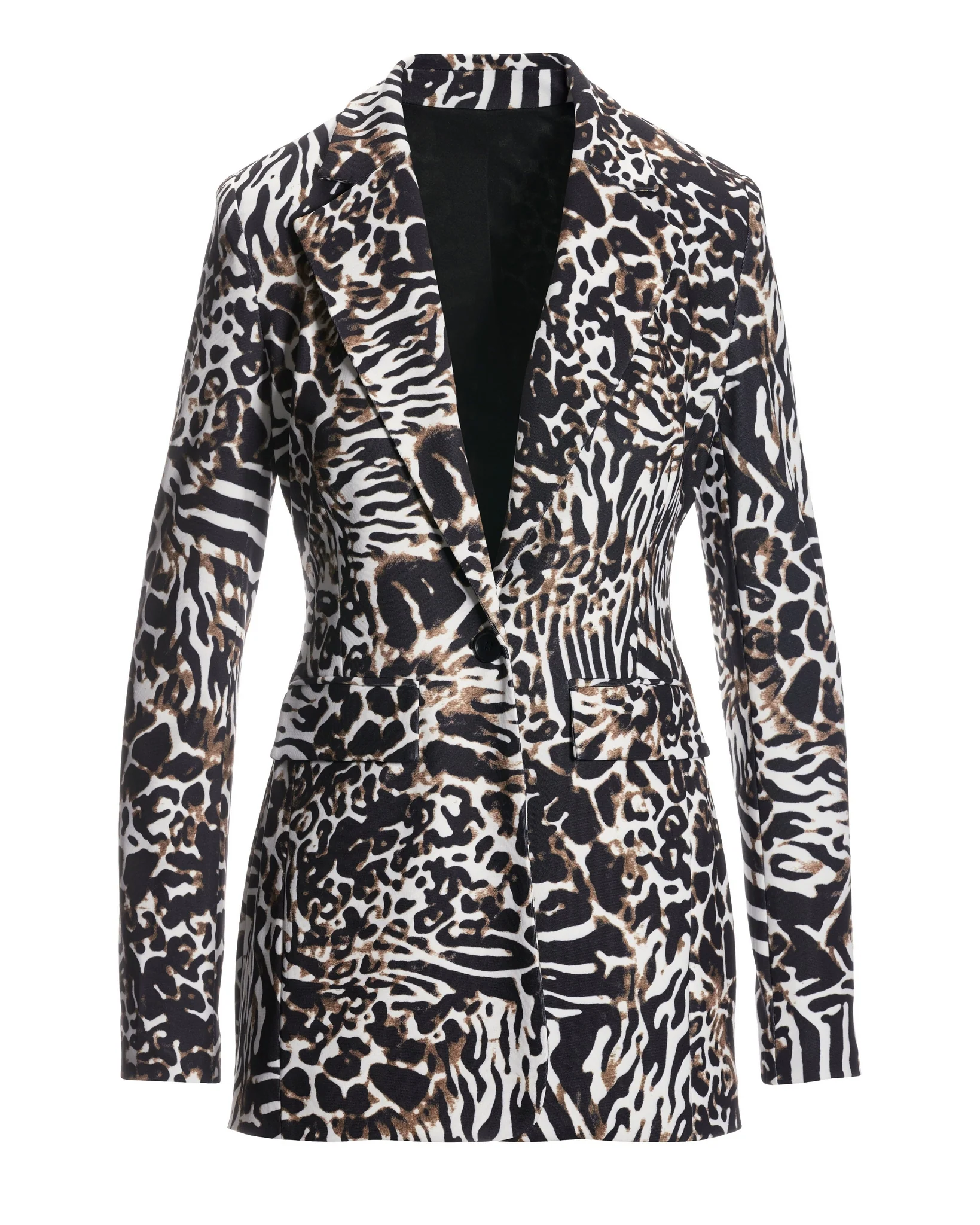 Beyond Travel Jungle Mix Print Classic Boyfriend Blazer Black Multi - Mycitystee