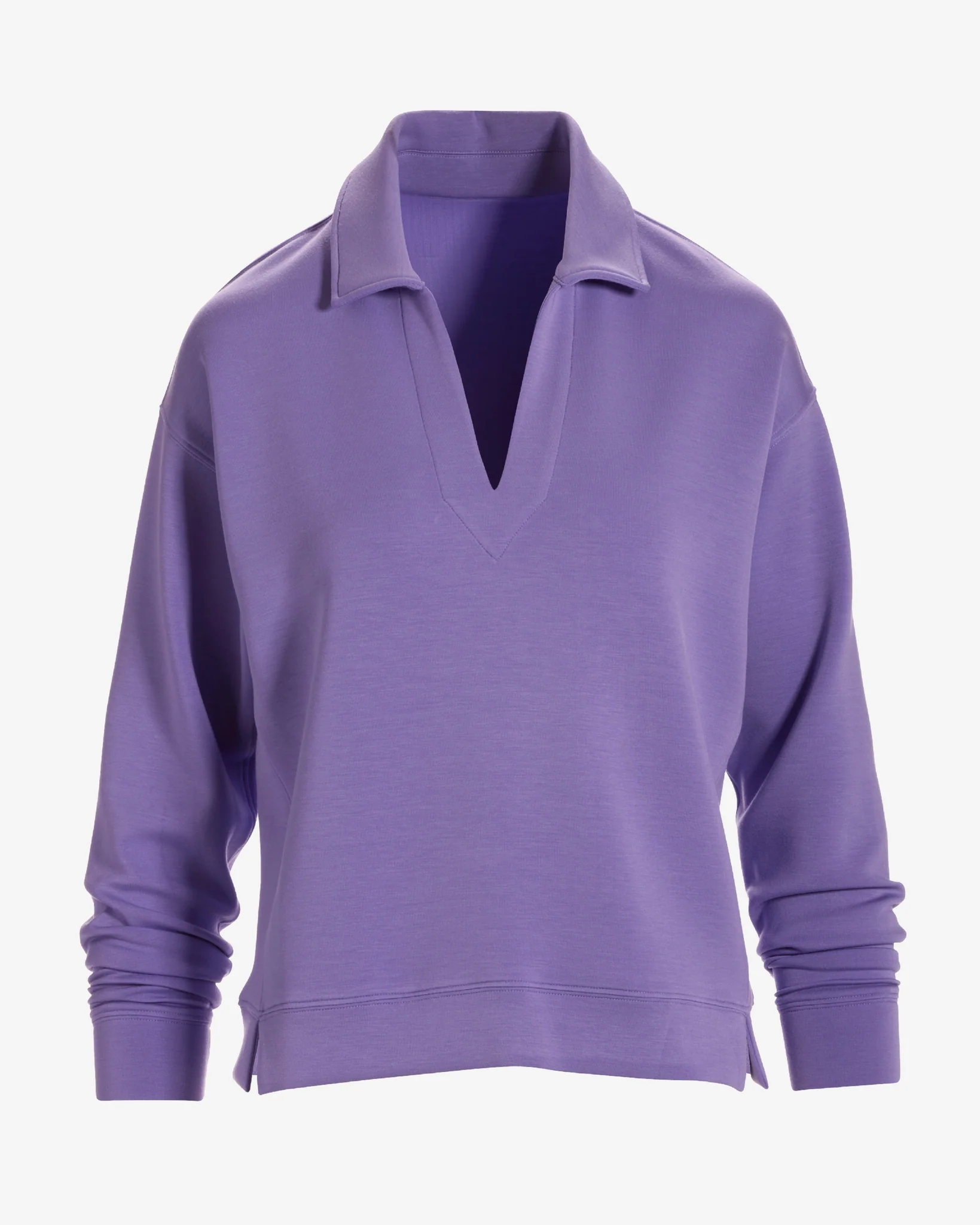 Luxe Lounge Collared Long Sleeve Sweatshirt Bougainvillea - Mycitystee