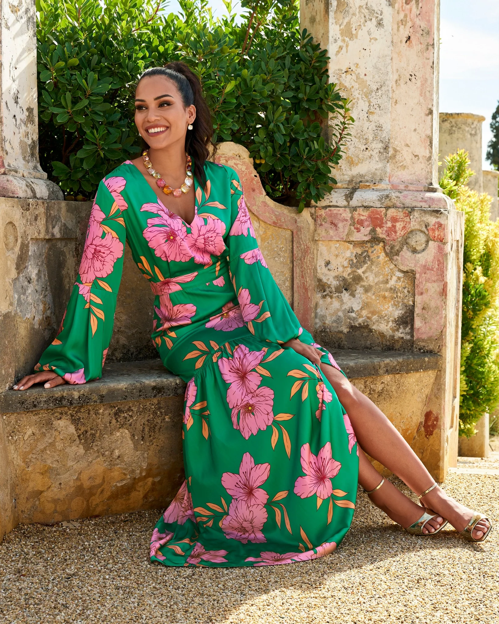 Multi Color Gem Necklace Multi - Mycitystee