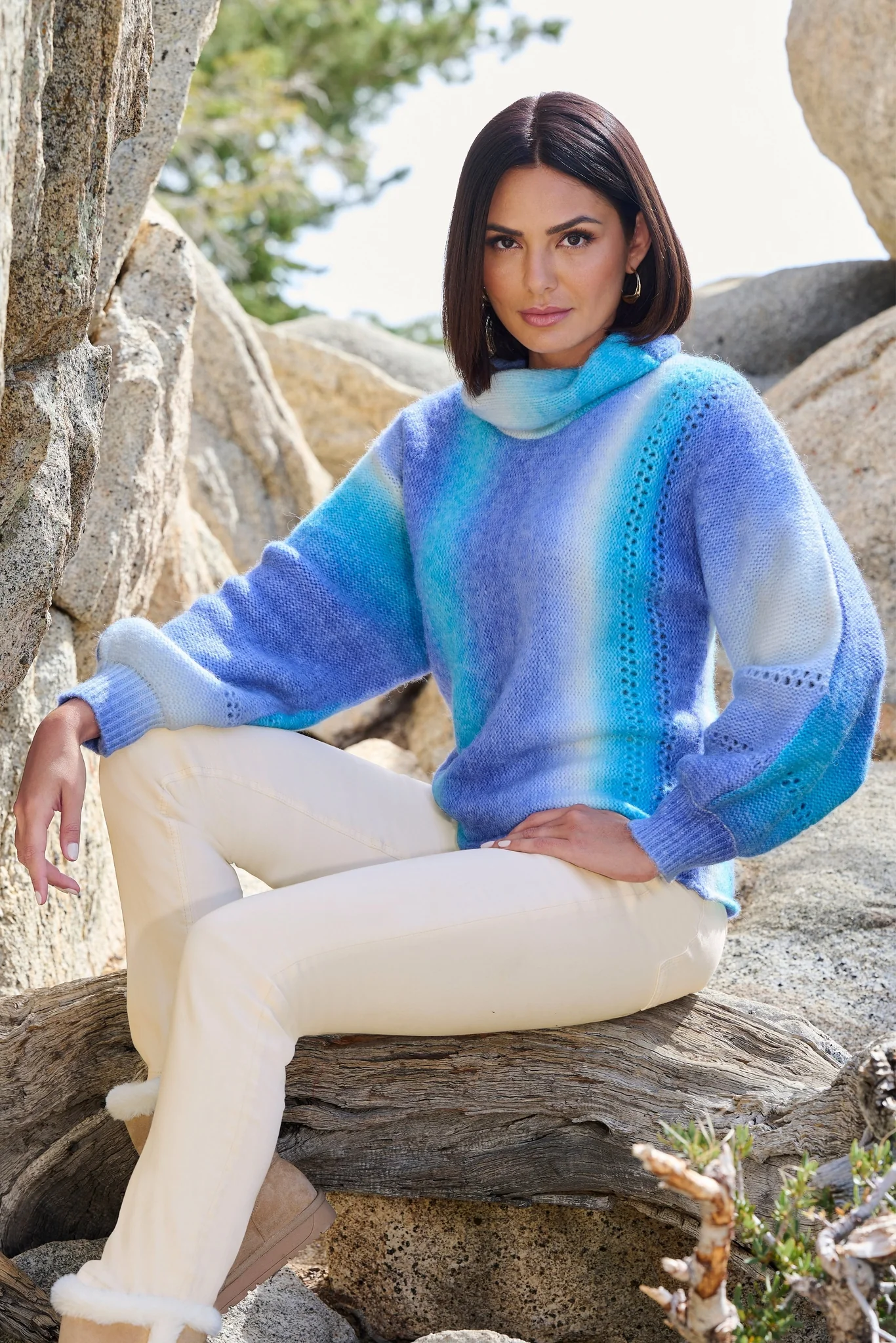 Ombre Turtleneck Sweater Blue Multi - Mycitystee