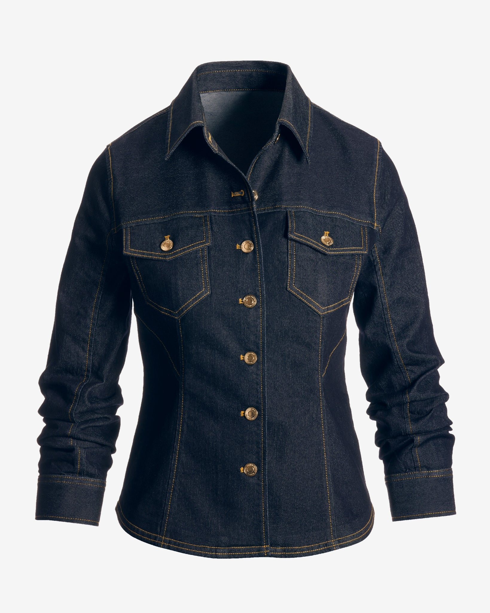 Ruched Sleeve Shaped Denim Jacket Rinse - Mycitystee