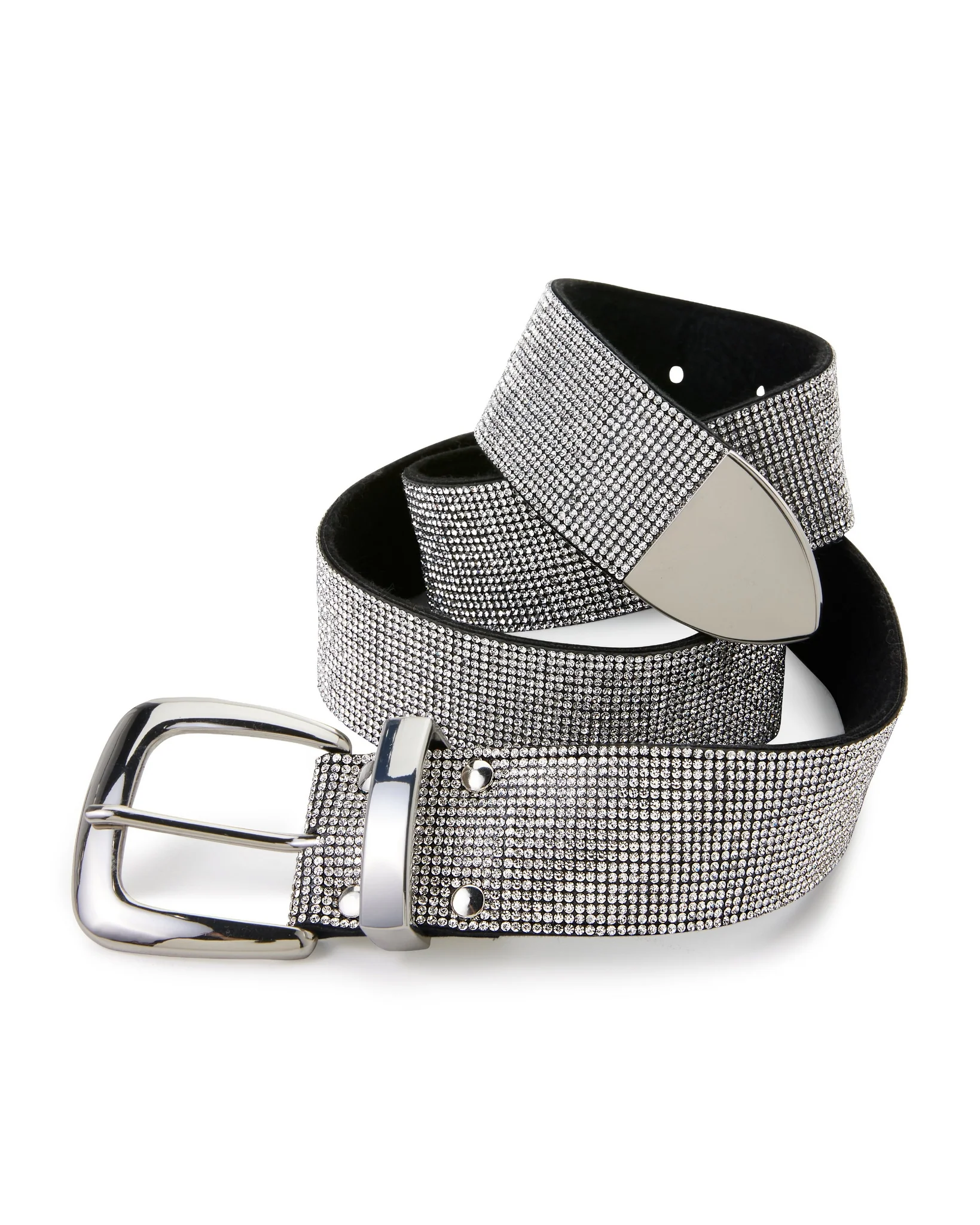 All Over Rhinestone Belt Black/Silver - Mycitystee