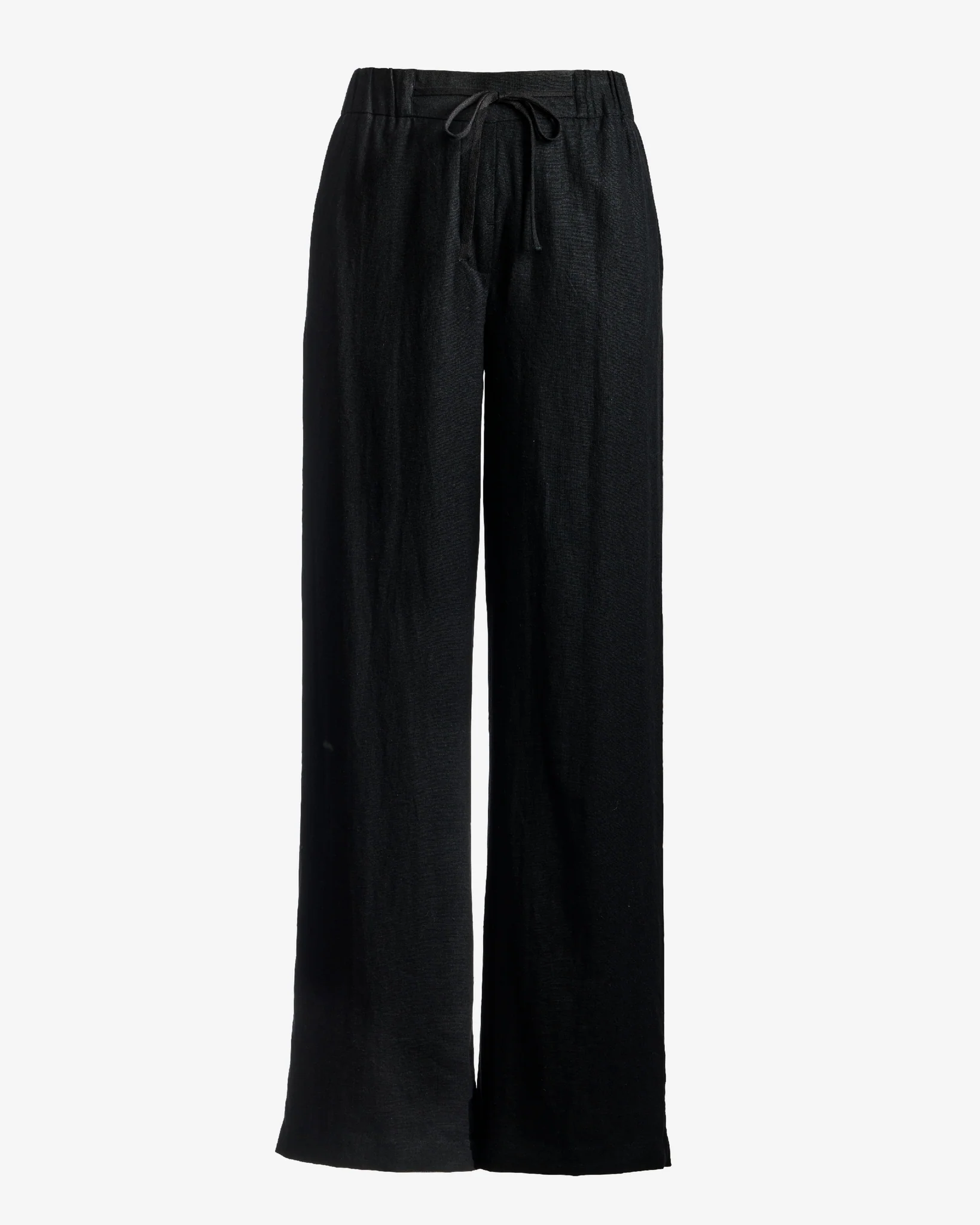 Malibu Wide Leg Drawstring Linen Pant Black - Mycitystee