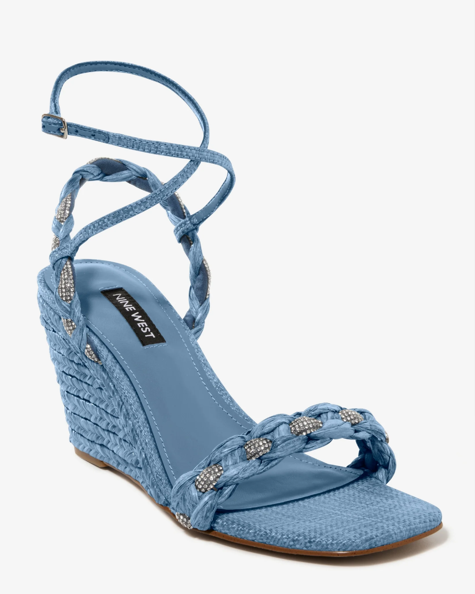 Braided Raffia Wedge Blue - Mycitystee