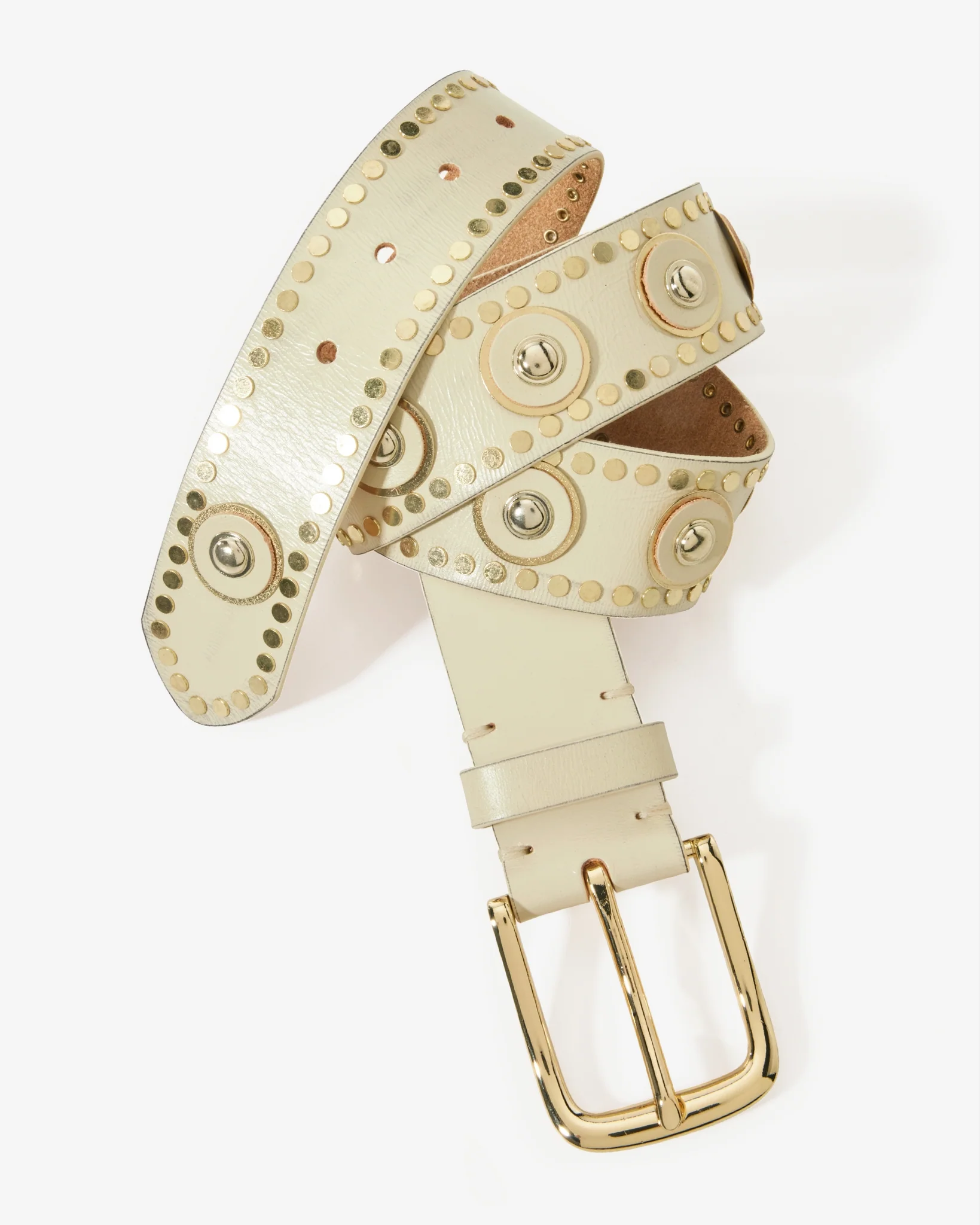 Gold Embellished Belt Off White - Mycitystee