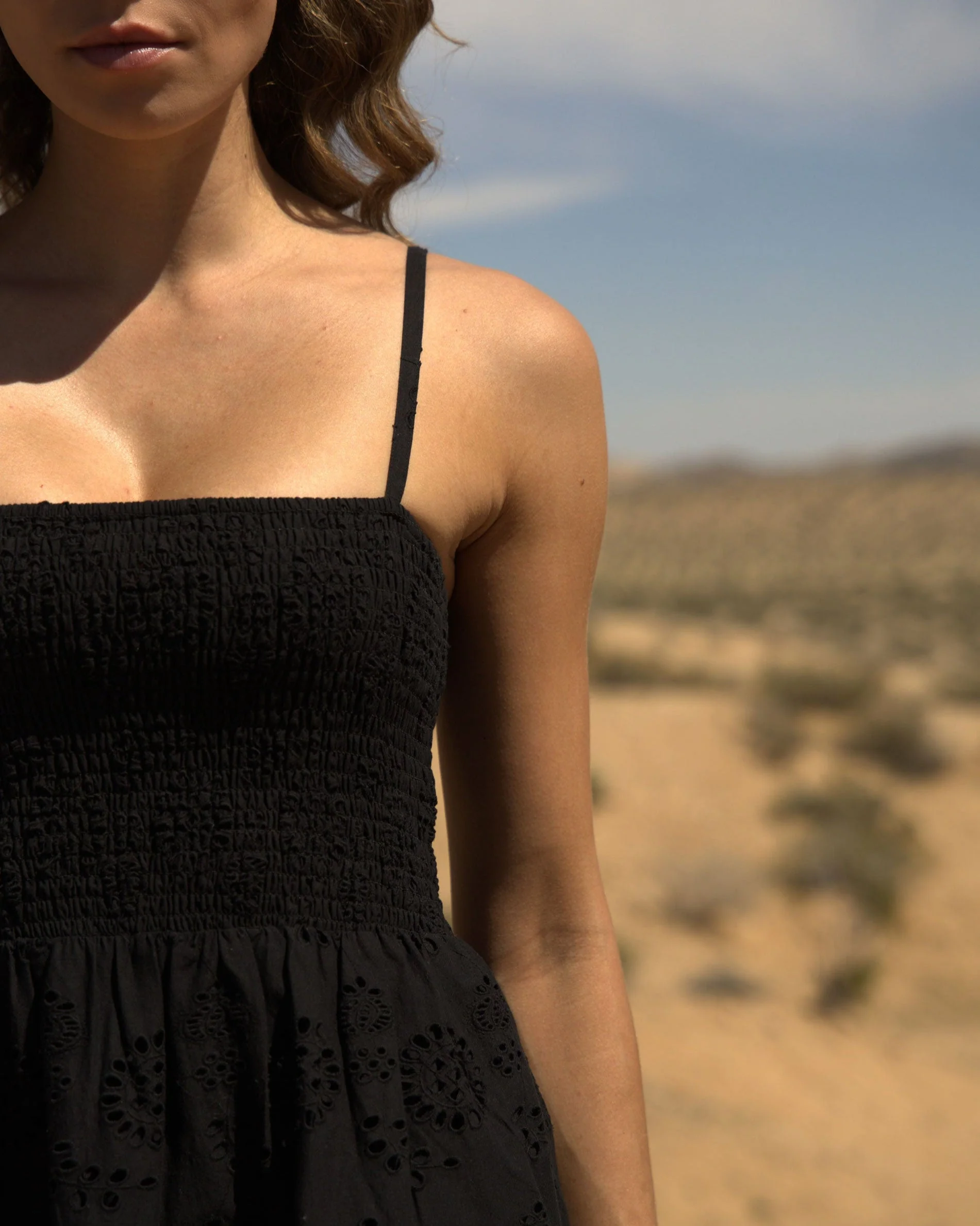 Hannah Dress In Black Eyelet - Mycitystee