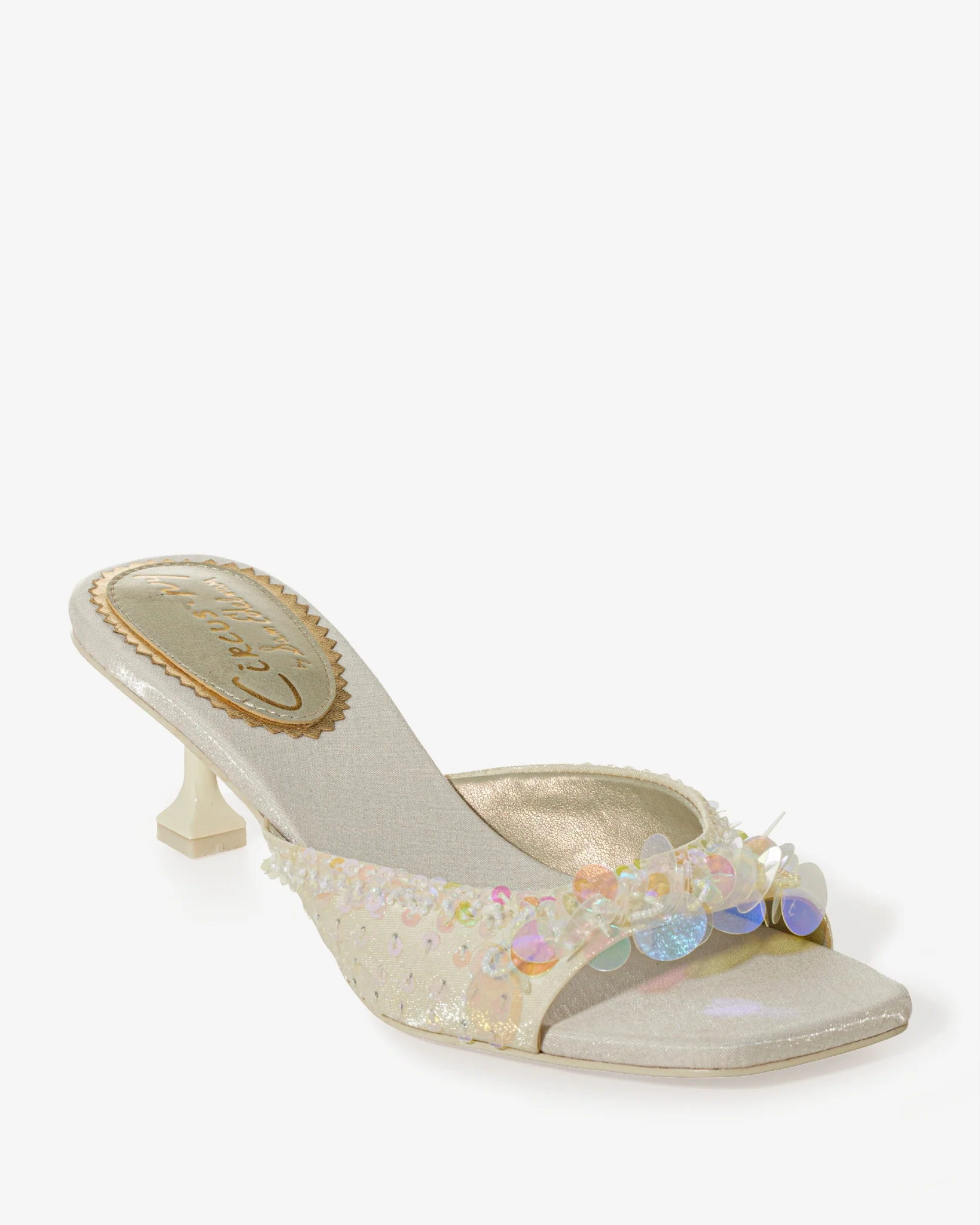 Paillette Strap Heel Pearl - Mycitystee