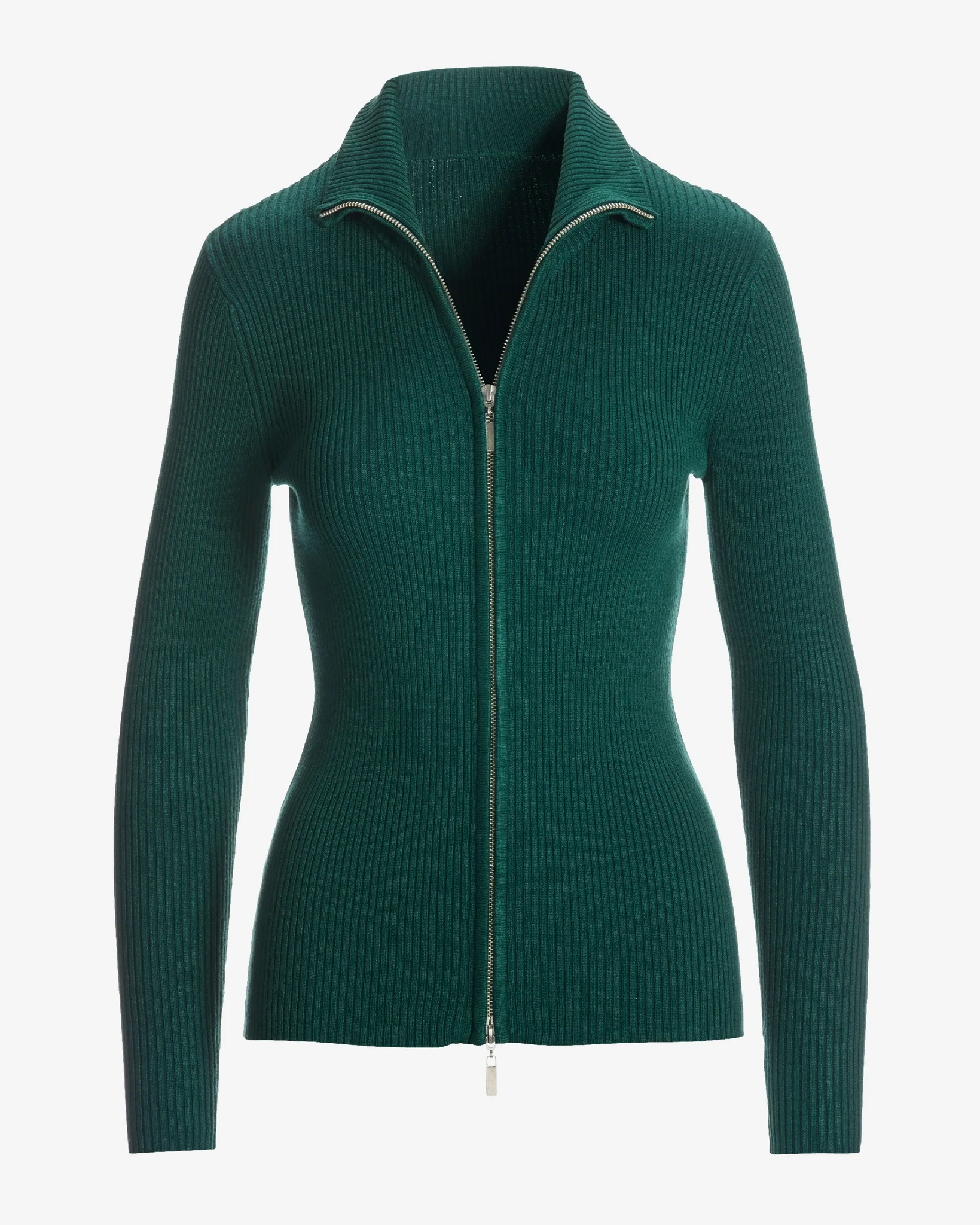 Ribbed Full Zip Cardigan Deep Emerald - Mycitystee