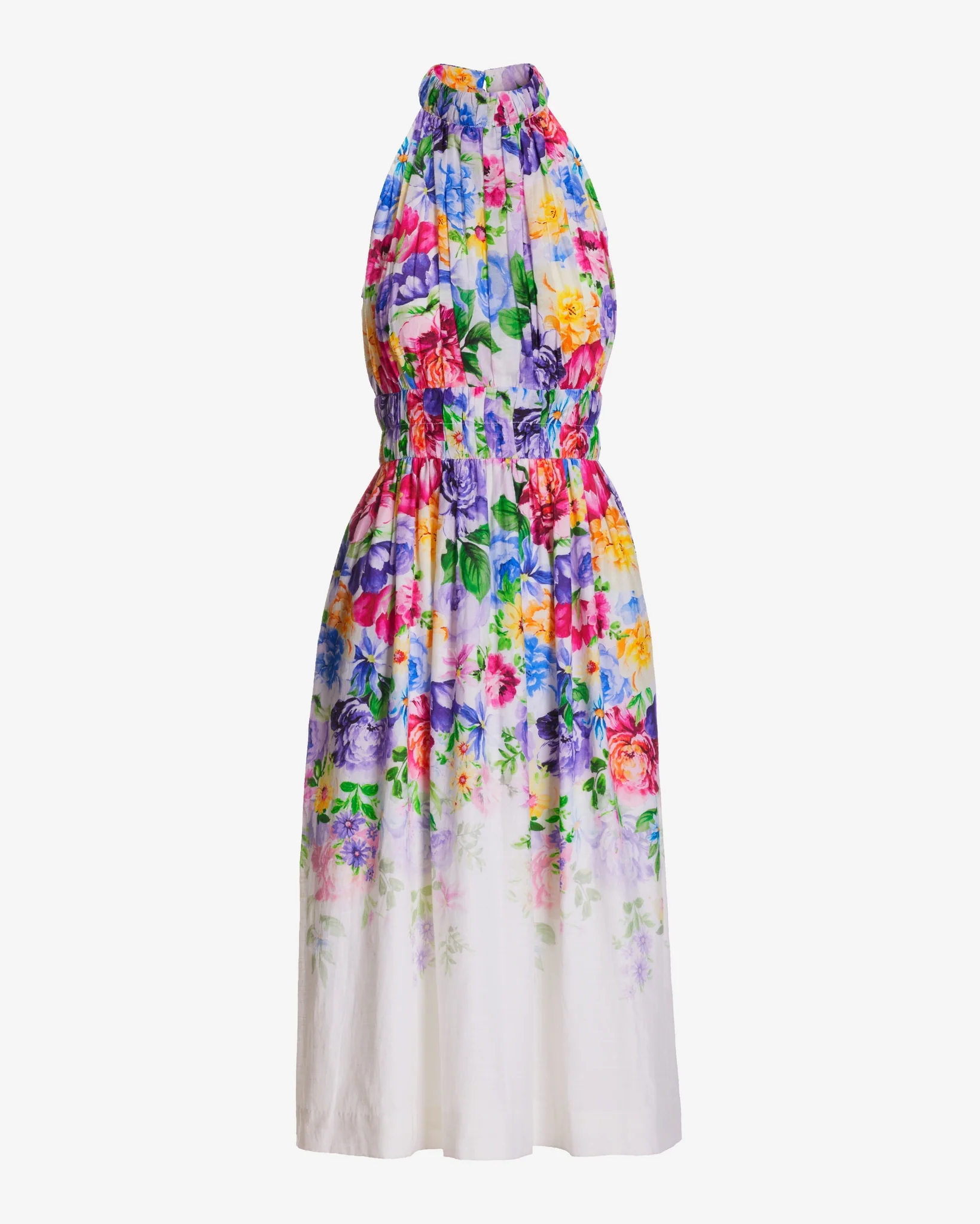 Garden of Romance Print Mock Neck Midi Fit and Flare Dress Multi - Mycitystee