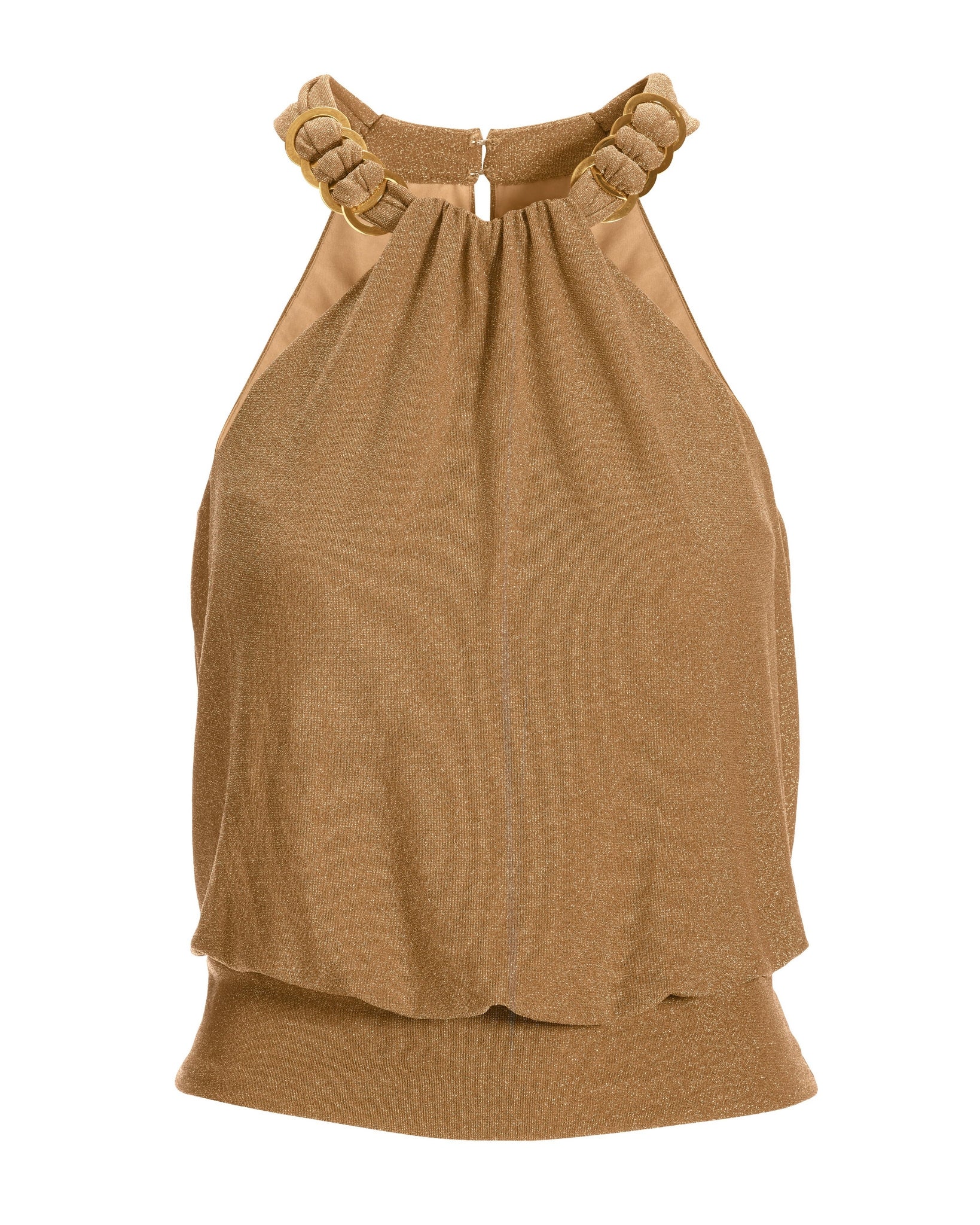 Hardware Shimmer High Neck Blouson Top Gold - Mycitystee