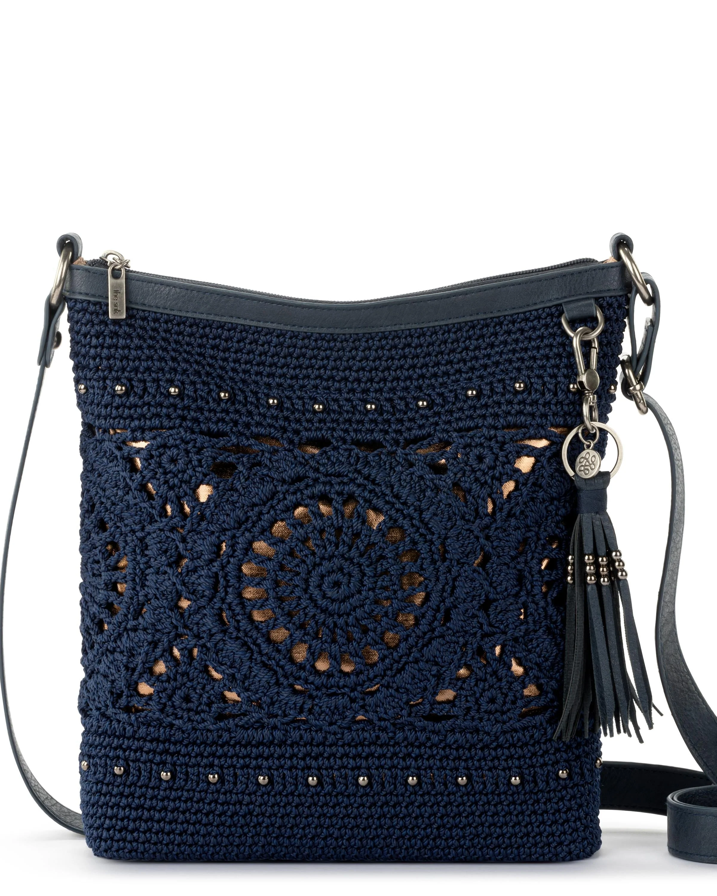 Lucia Crossbody - Hand Crochet - Denim Medallion - Mycitystee