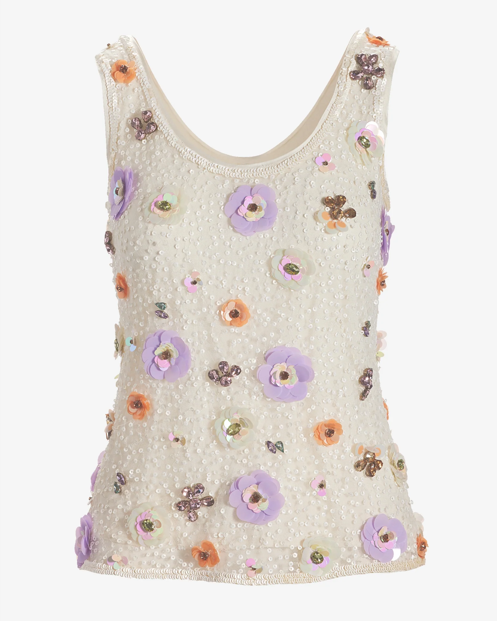 Beaded Scoop Neck Blouse White Multi - Mycitystee