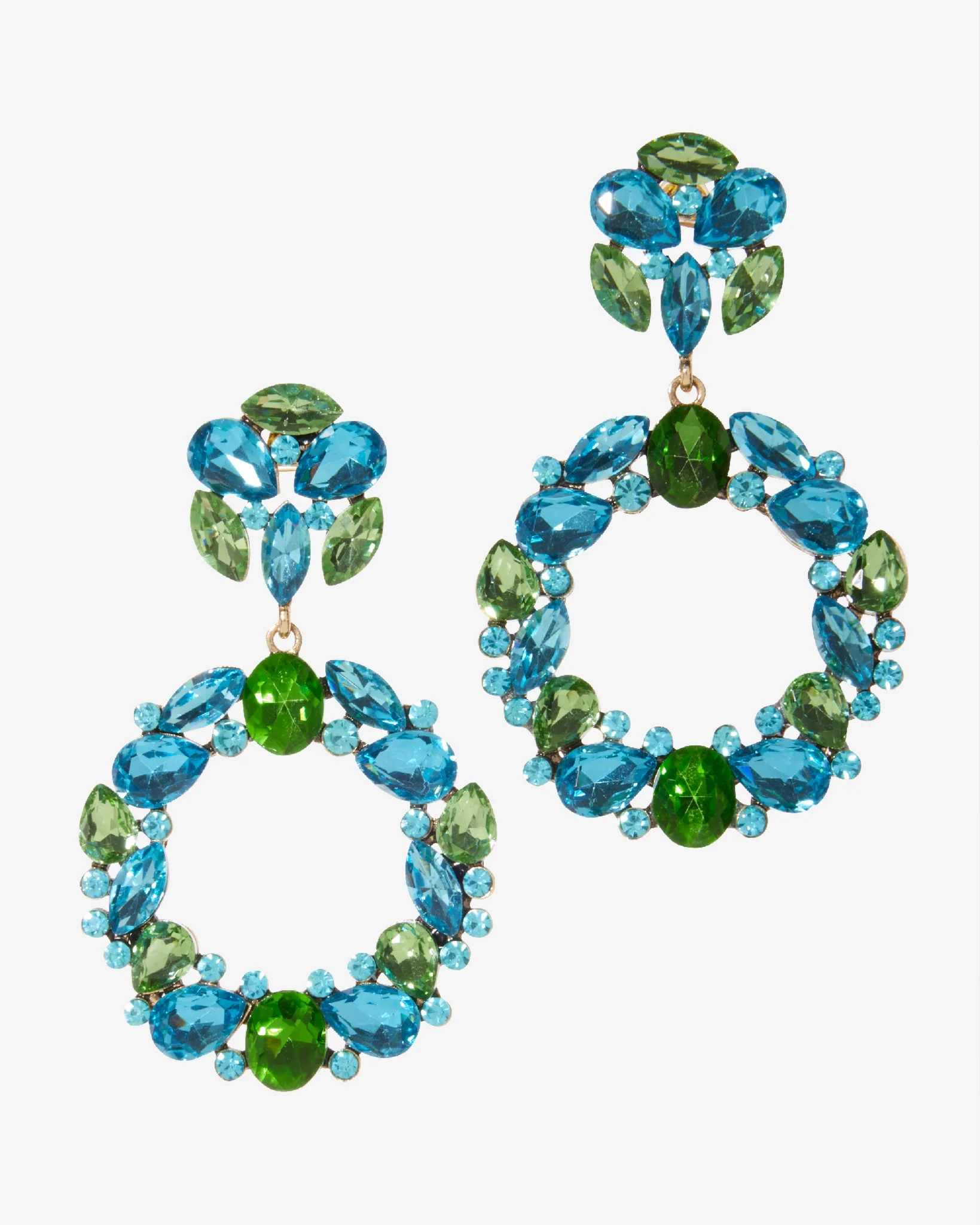 Multi Gem Drop Earring Blue Green - Mycitystee