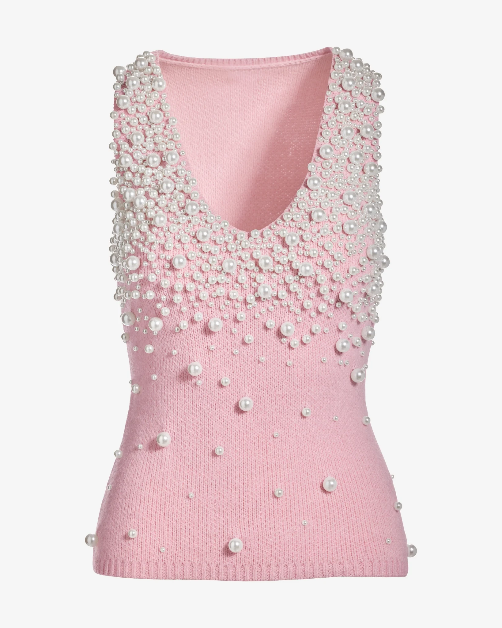 Pearl Embellished Sweater Tank Soft Pink - Mycitystee