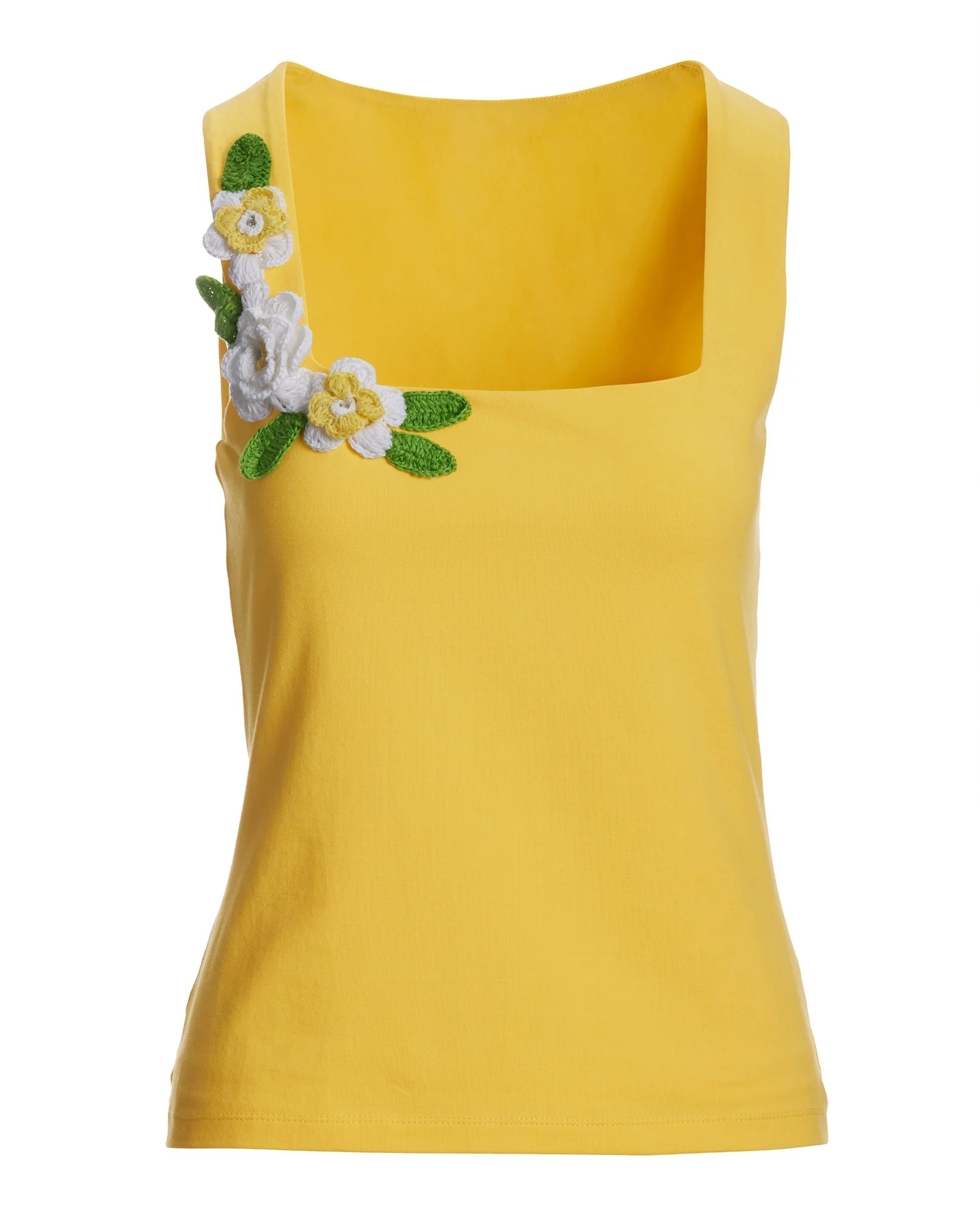 Floral Square Neck Tank Top Habanero Gold - Mycitystee