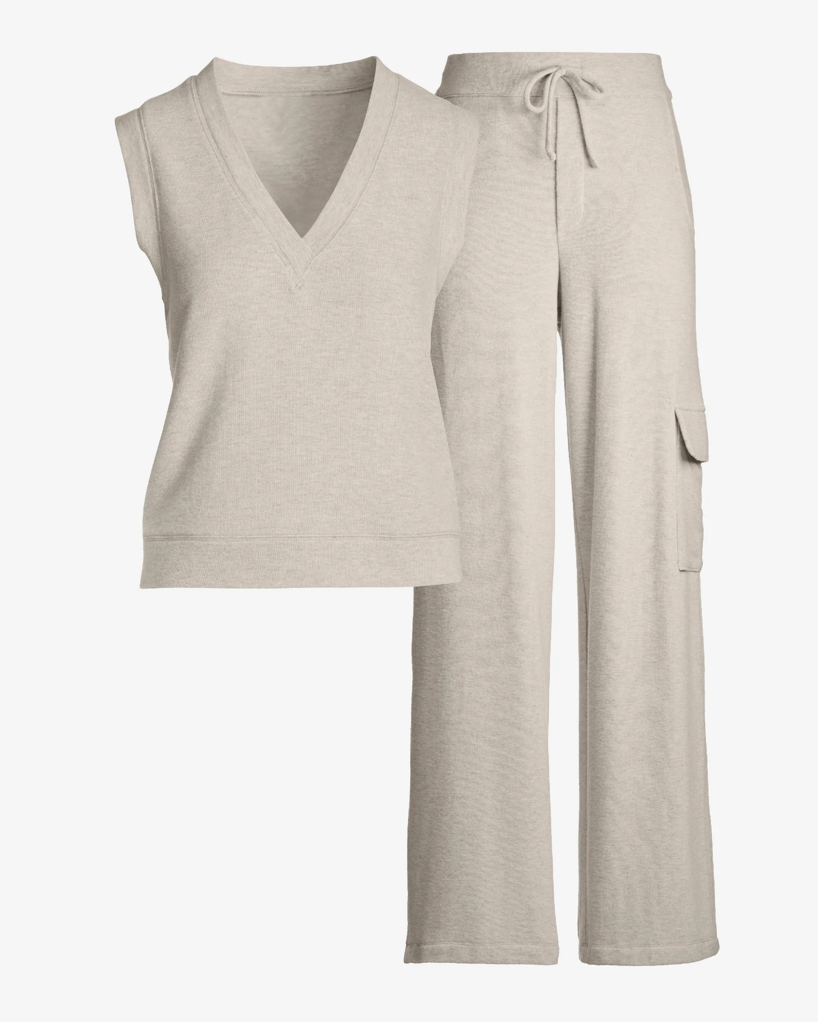 Sleeveless Top and Cargo Pant Set Heather Oatmeal - Mycitystee