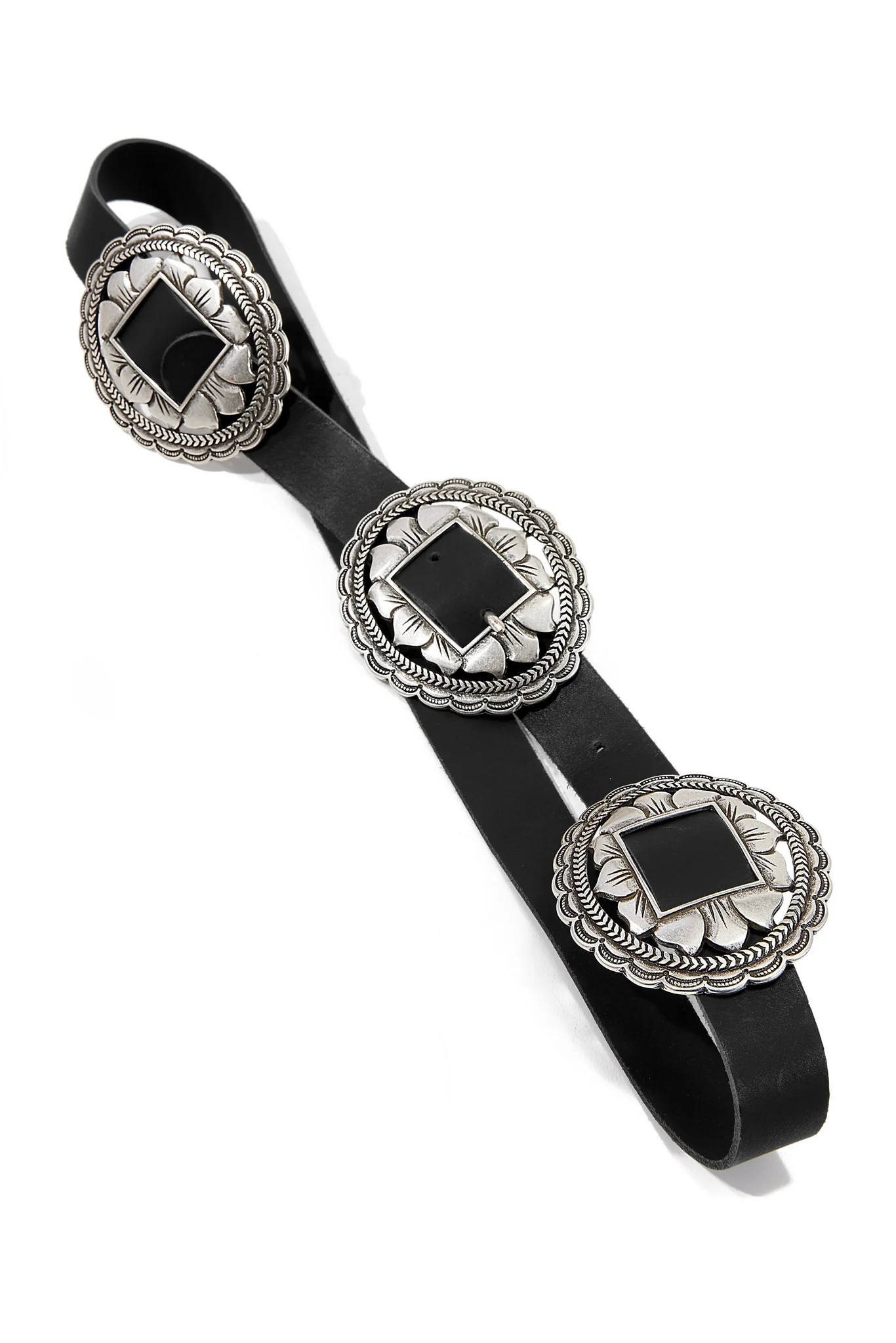 Multi Metal Ring Leather Belt Black - Mycitystee