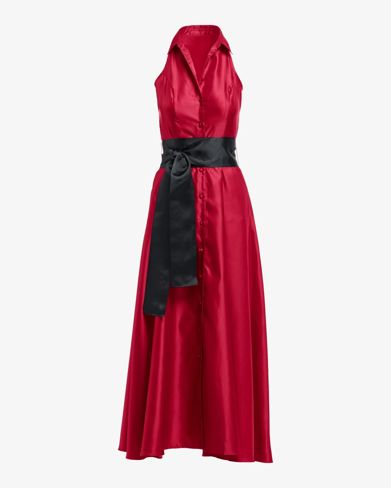 Belted Halter Shirt Dress Jester Red - Mycitystee