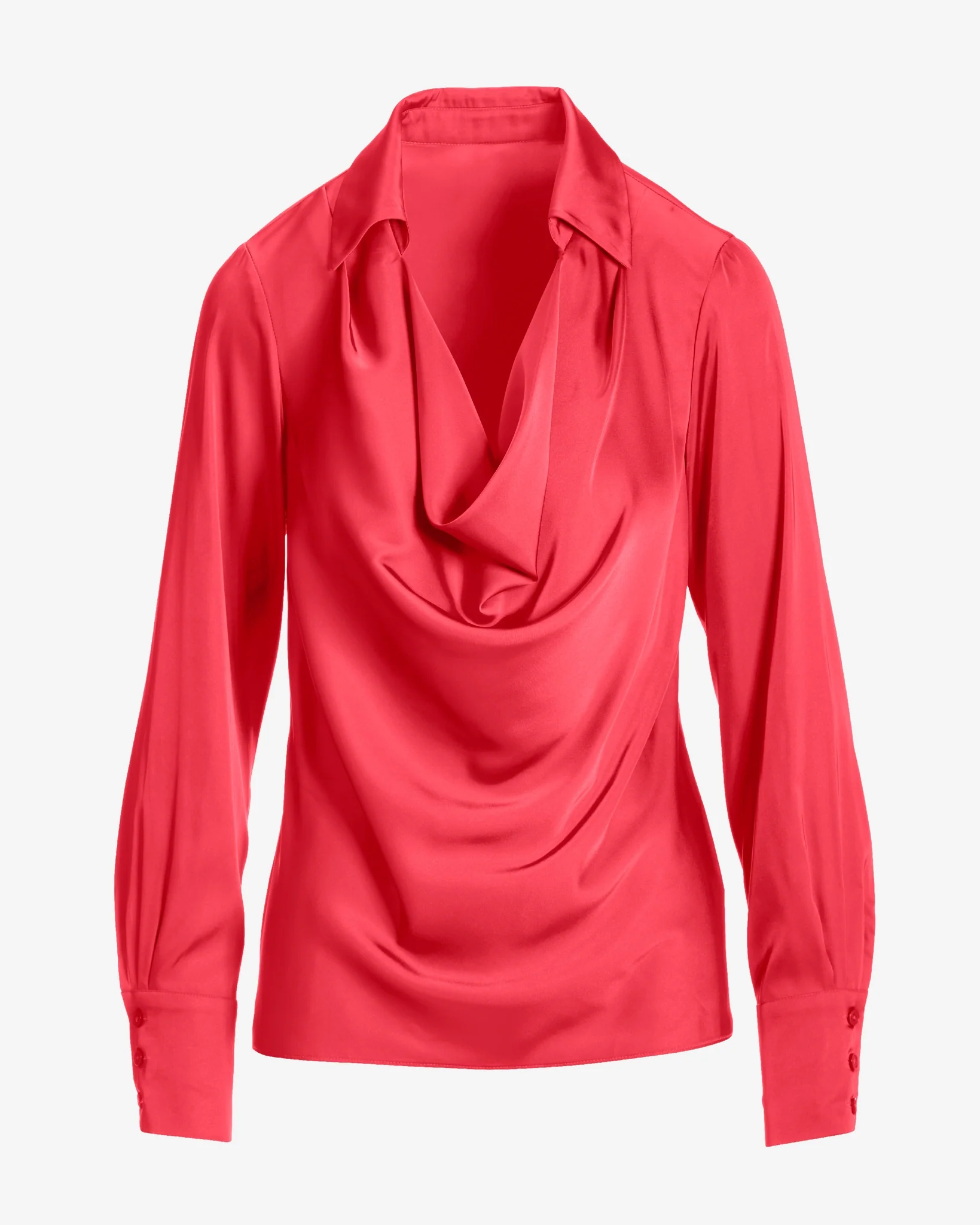 Veronica Collared Cowl Neck Charmeuse Blouse Paradise Pink - Mycitystee