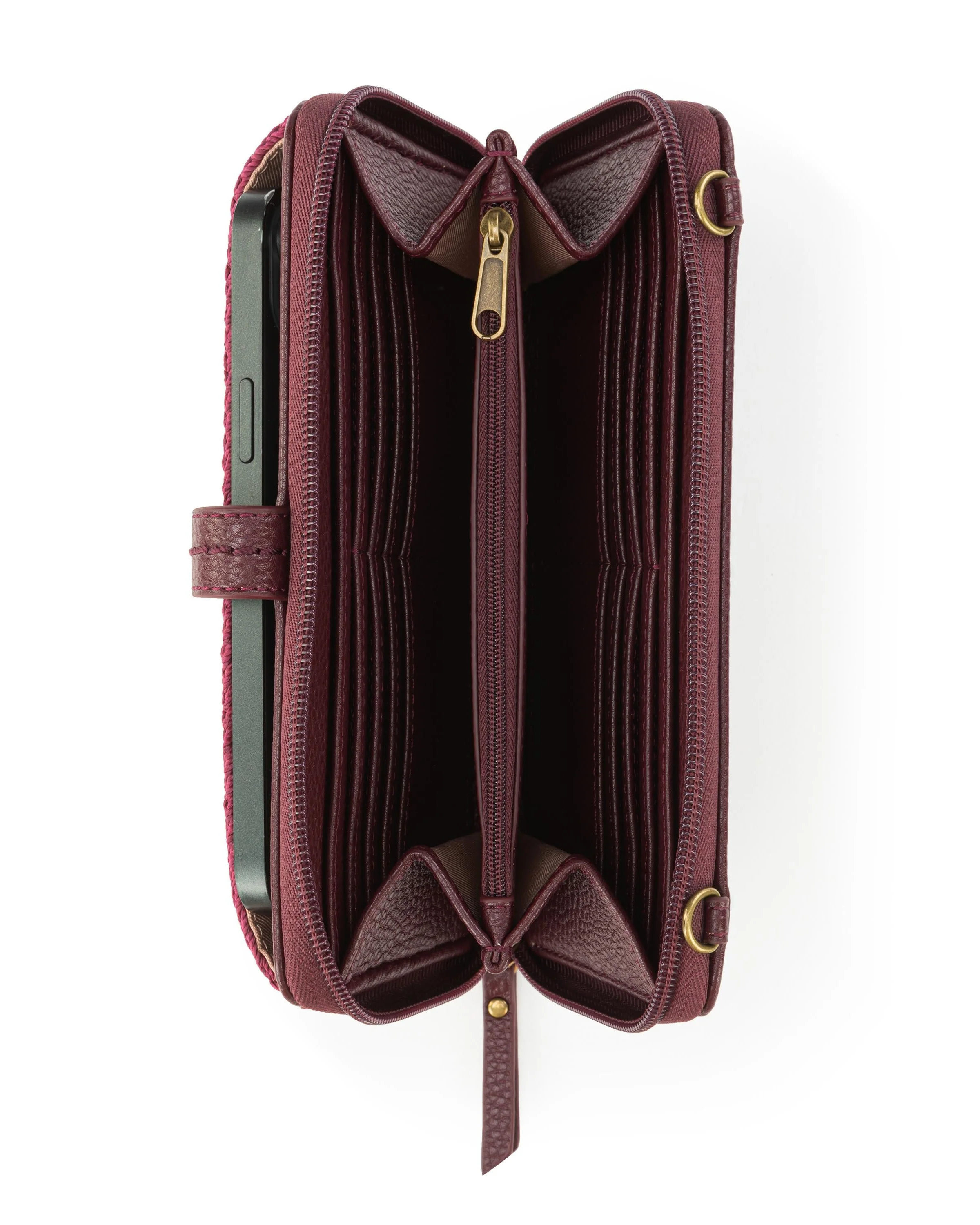Iris Smartphone Wallet - Hand Crochet - Black Cherry Cozy Weave - Mycitystee