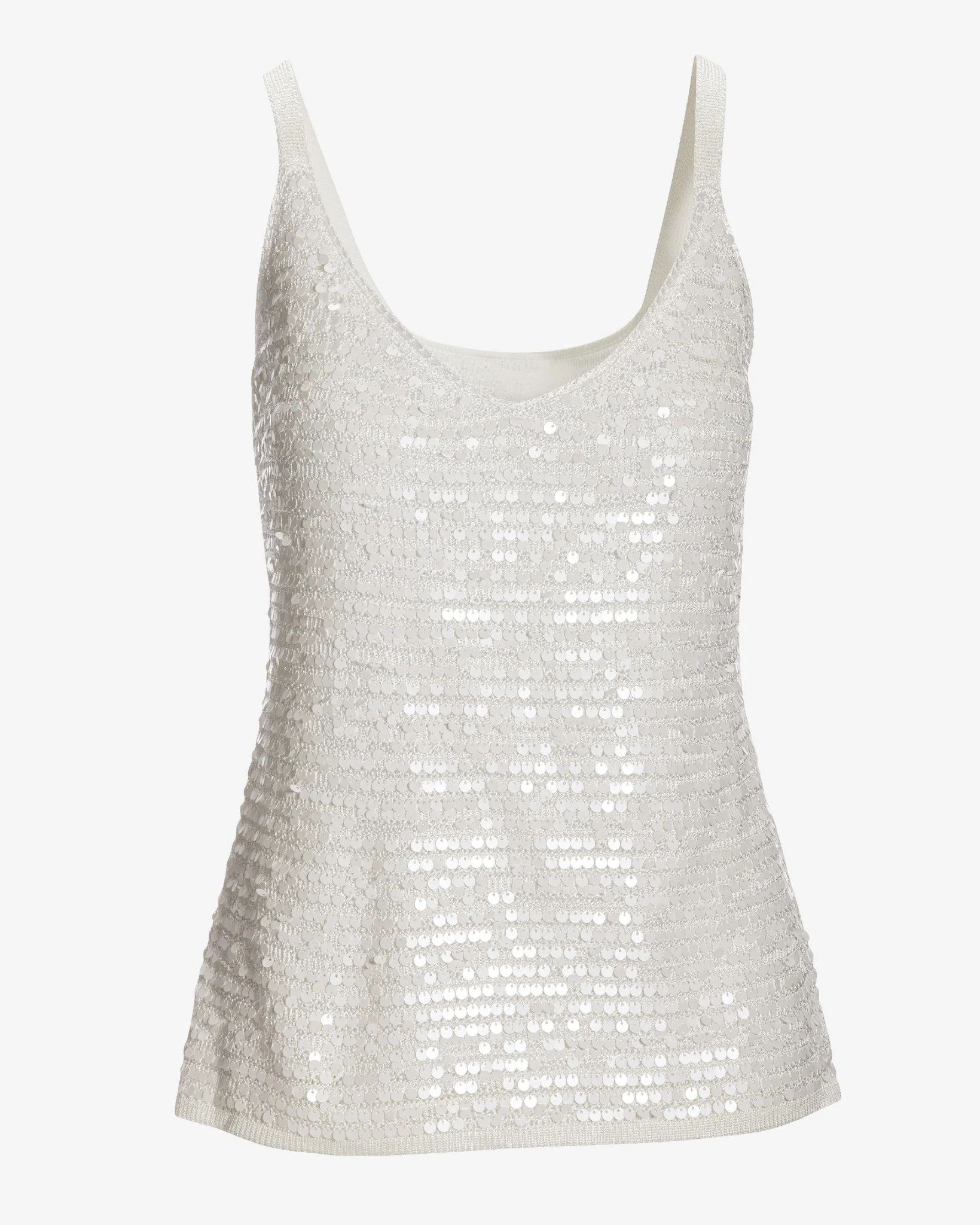 Sequin V-Neck Sweater Tank Off White - Mycitystee
