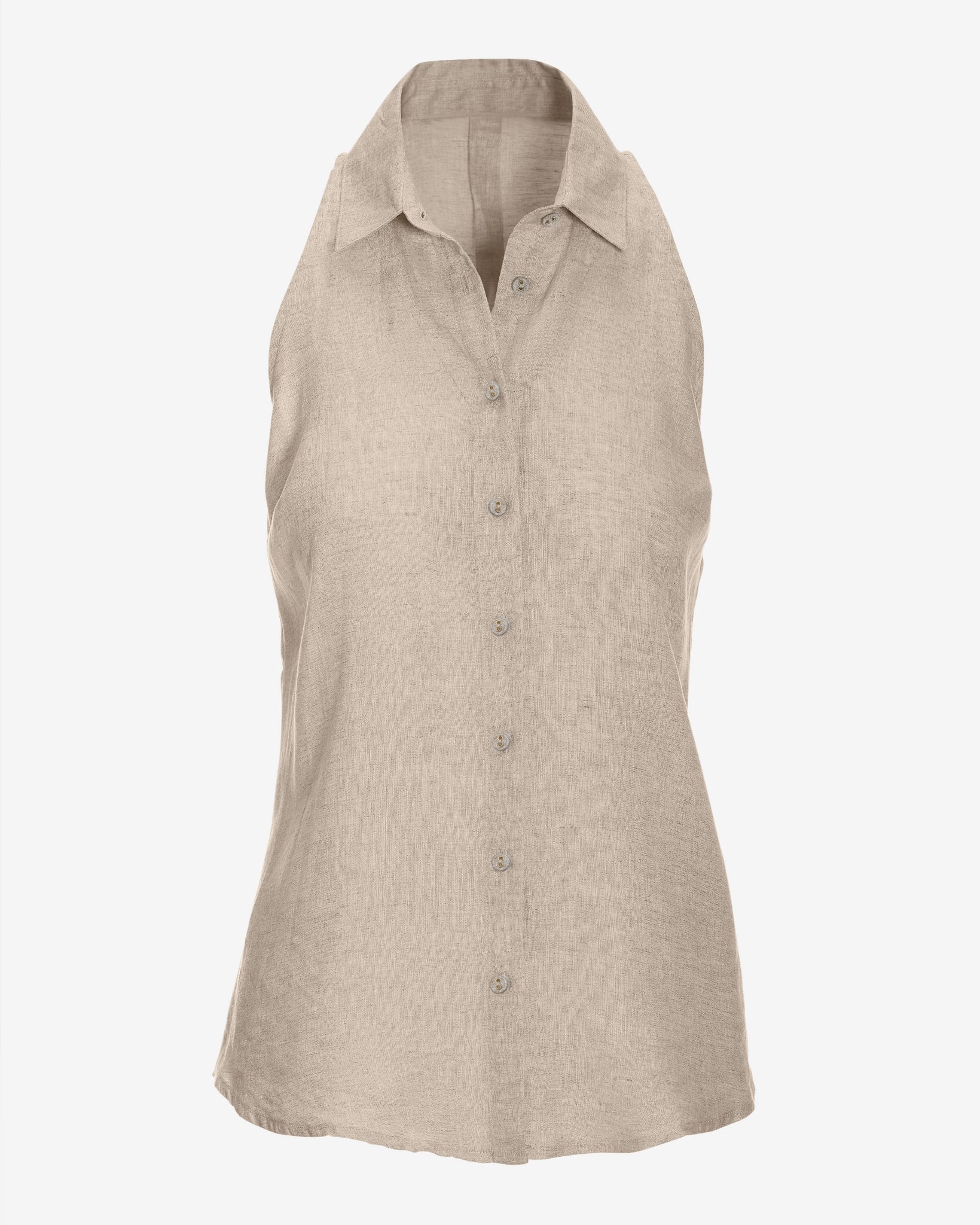 Linen Sleeveless Button-Front Shirt Flax - Mycitystee