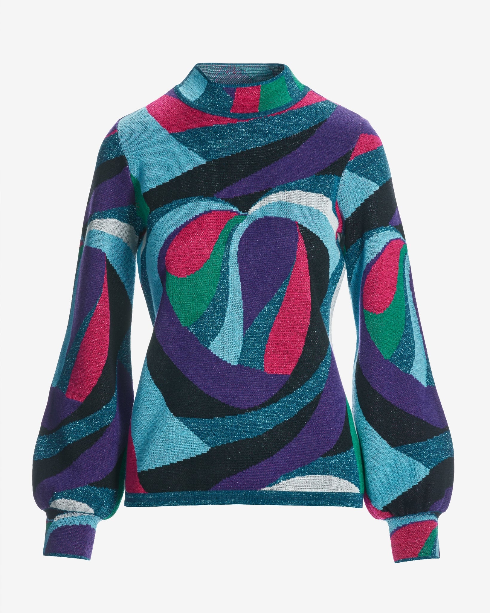 Abstract Jacquard Mock Neck Sweater Multi - Mycitystee