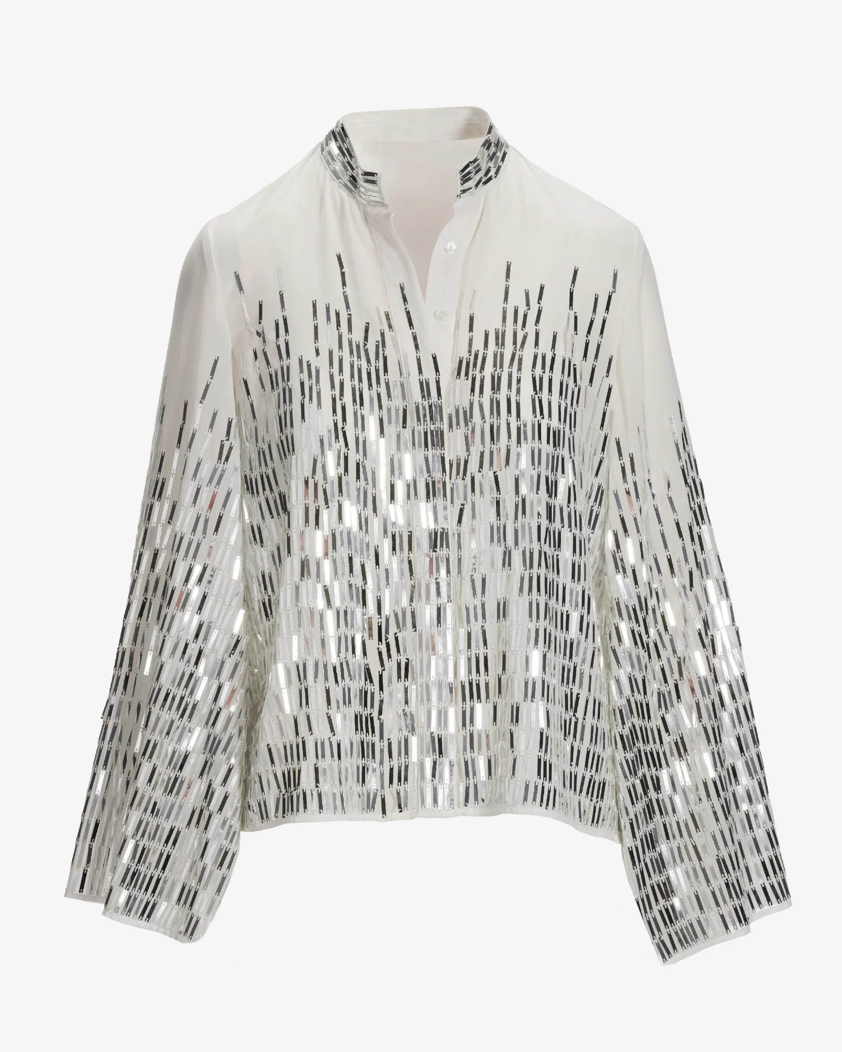 Mirror Sequin Blouse White Silver - Mycitystee