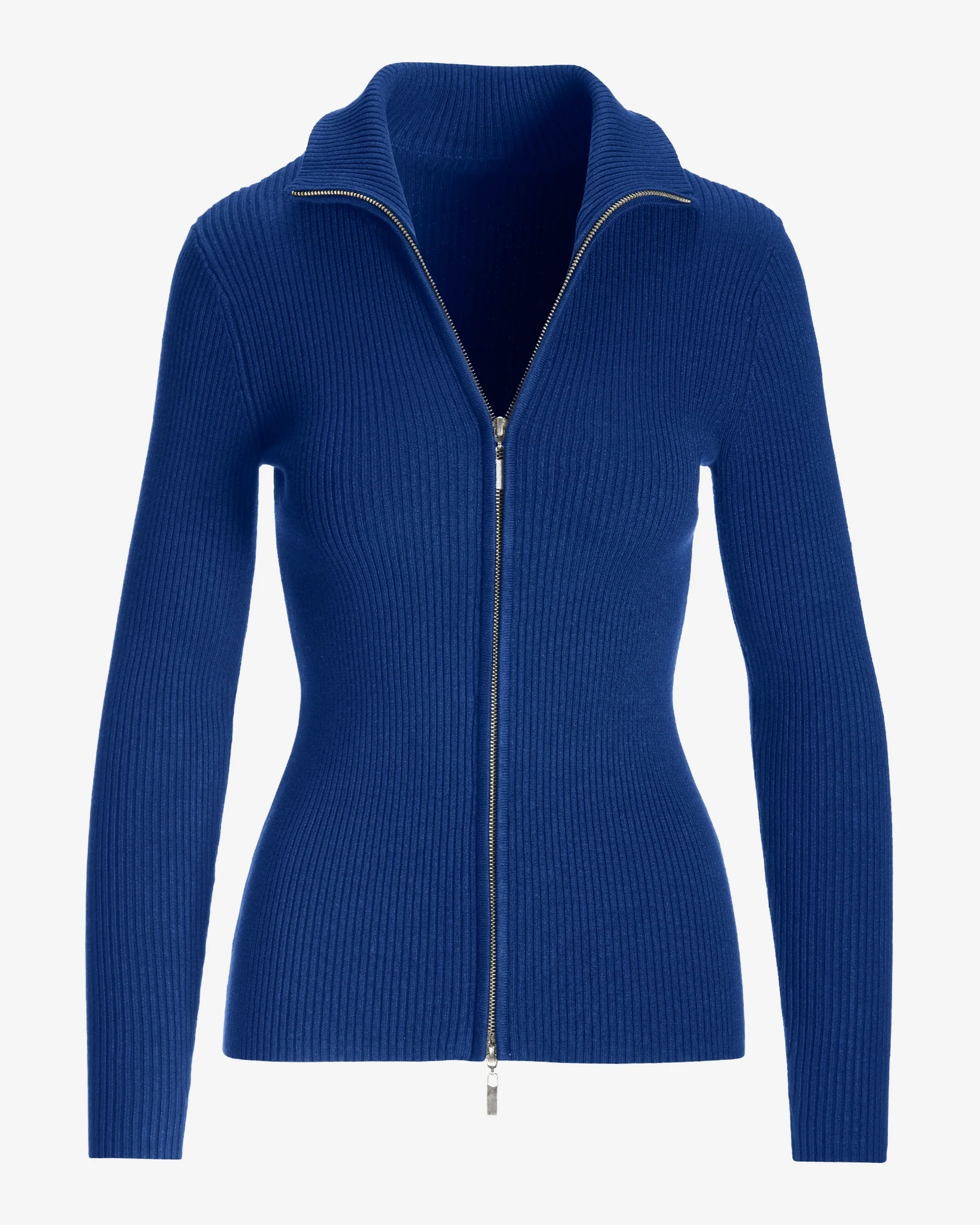 Ribbed Full Zip Cardigan Lapis Blue - Mycitystee