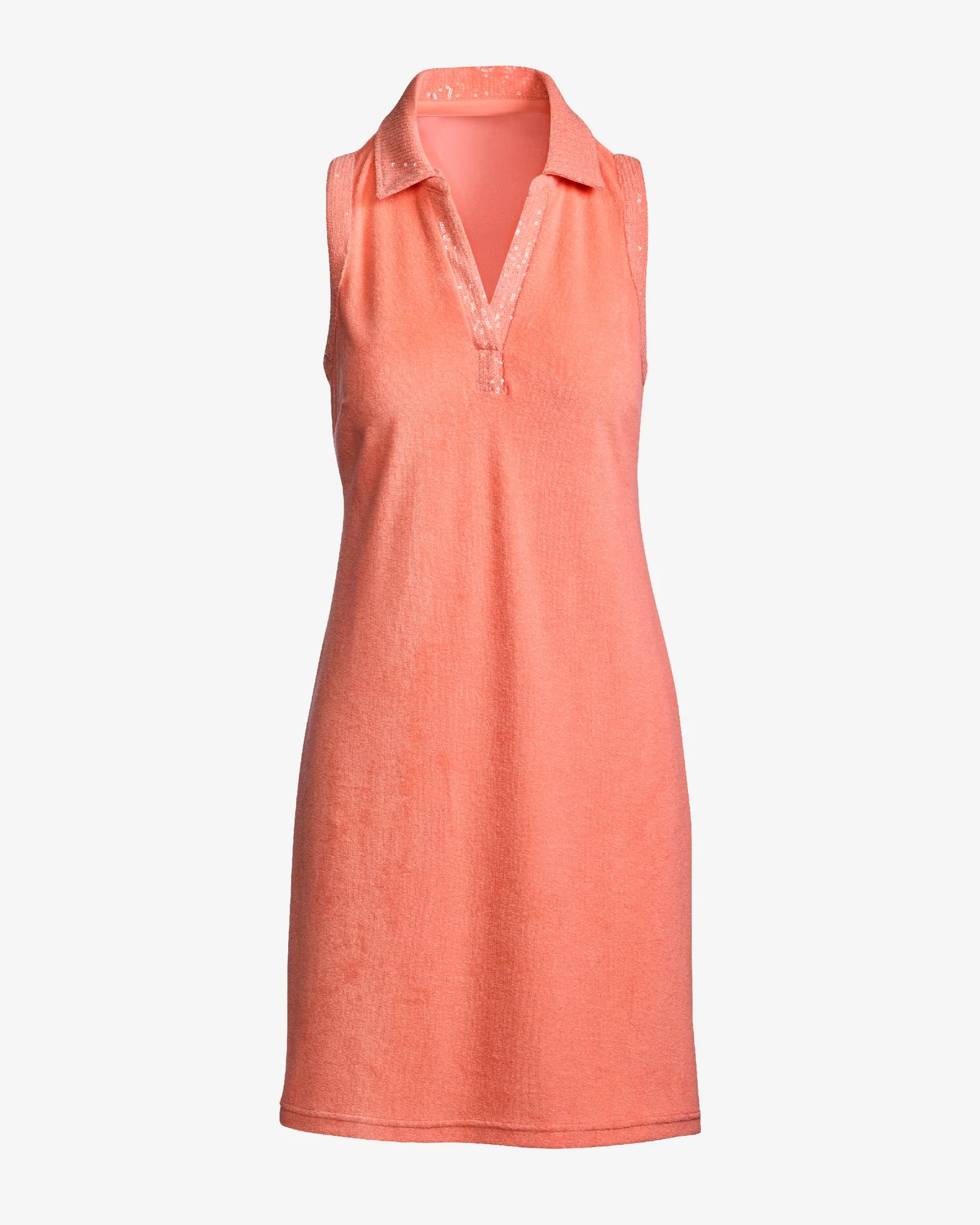 Beach Terry Collared Sequin Trim Dress Shell Pink - Mycitystee