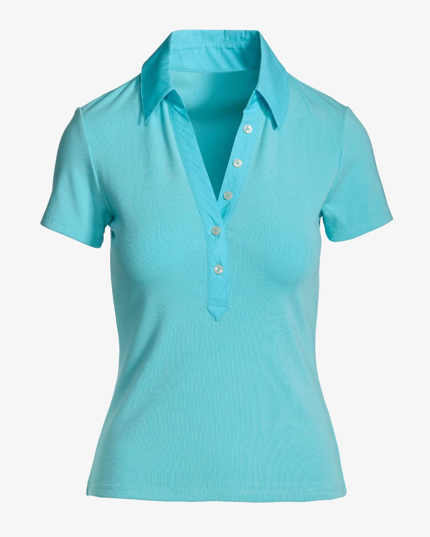 So Essential Mixed Media Henley Collared Knit Top Blue Radiance - Mycitystee