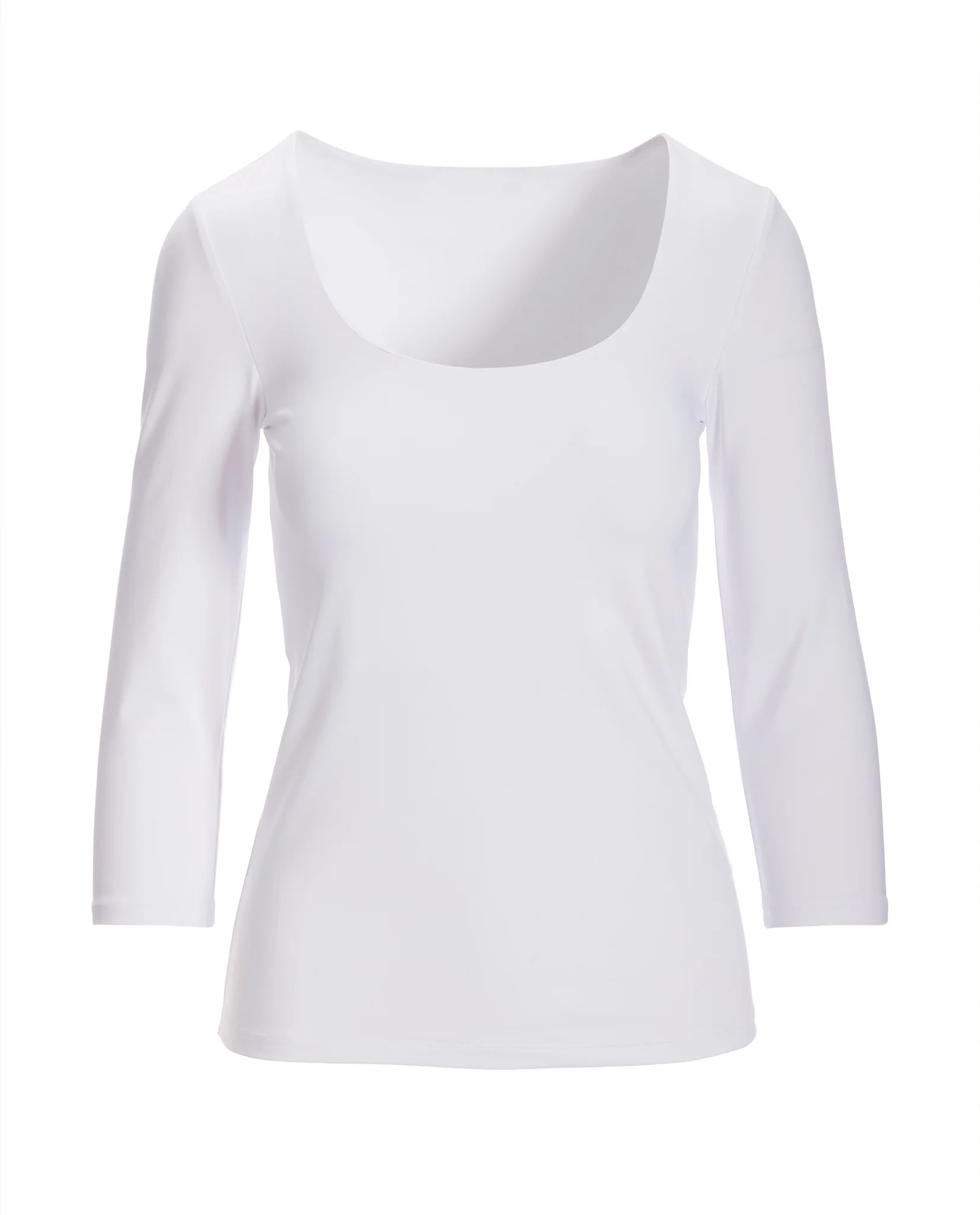 So Modern Scoop Neck Three Quarter Sleeve Top Pure White - Mycitystee