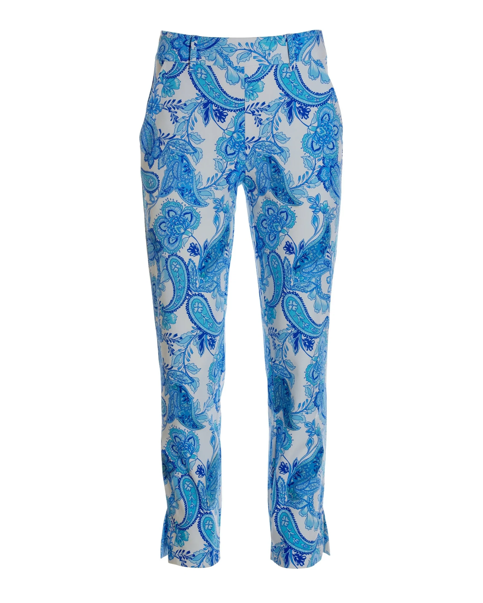 Blue Wave Paisley Twill Pull-On Cropped Pant Blue - Mycitystee
