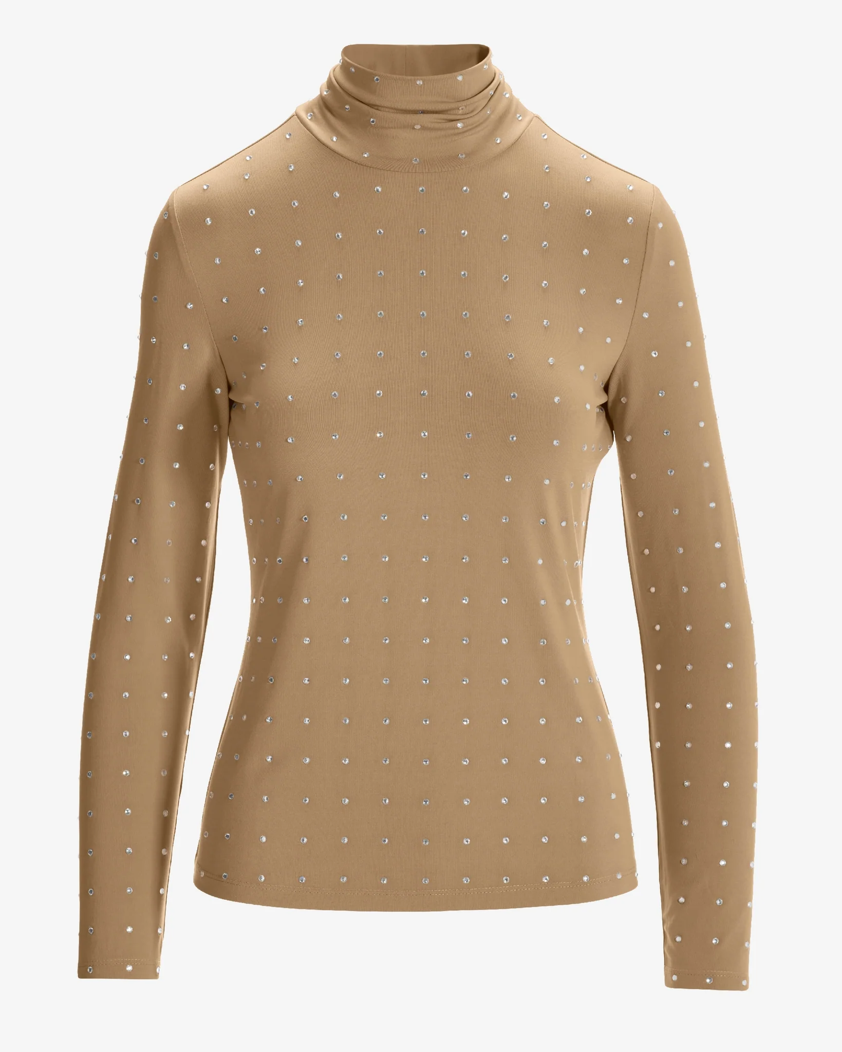 So Chic Rhinestone Long Sleeve Mock Neck Knit Top Nomad - Mycitystee