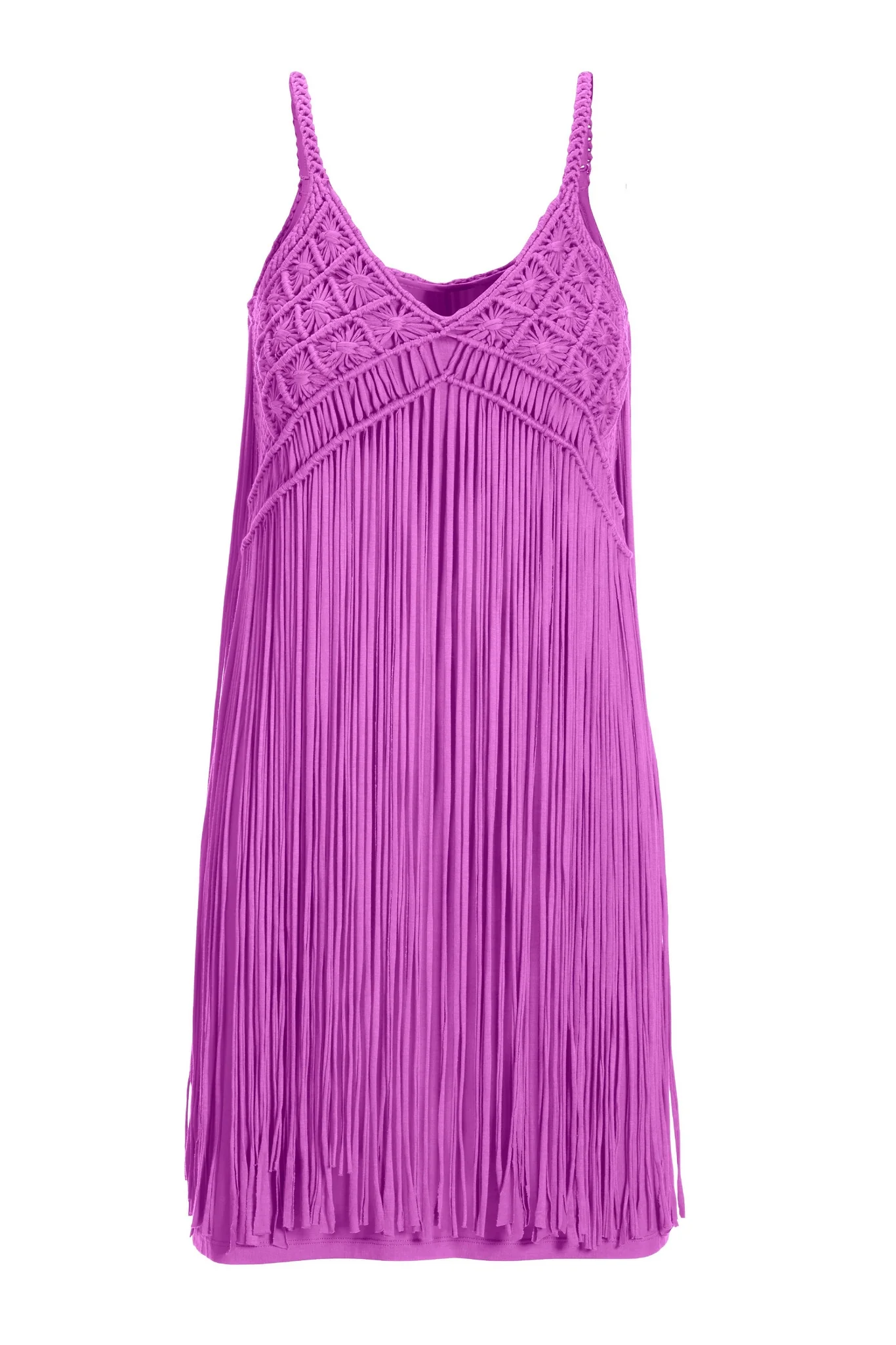 Boho Fringe Short Dress Iris Orchid - Mycitystee