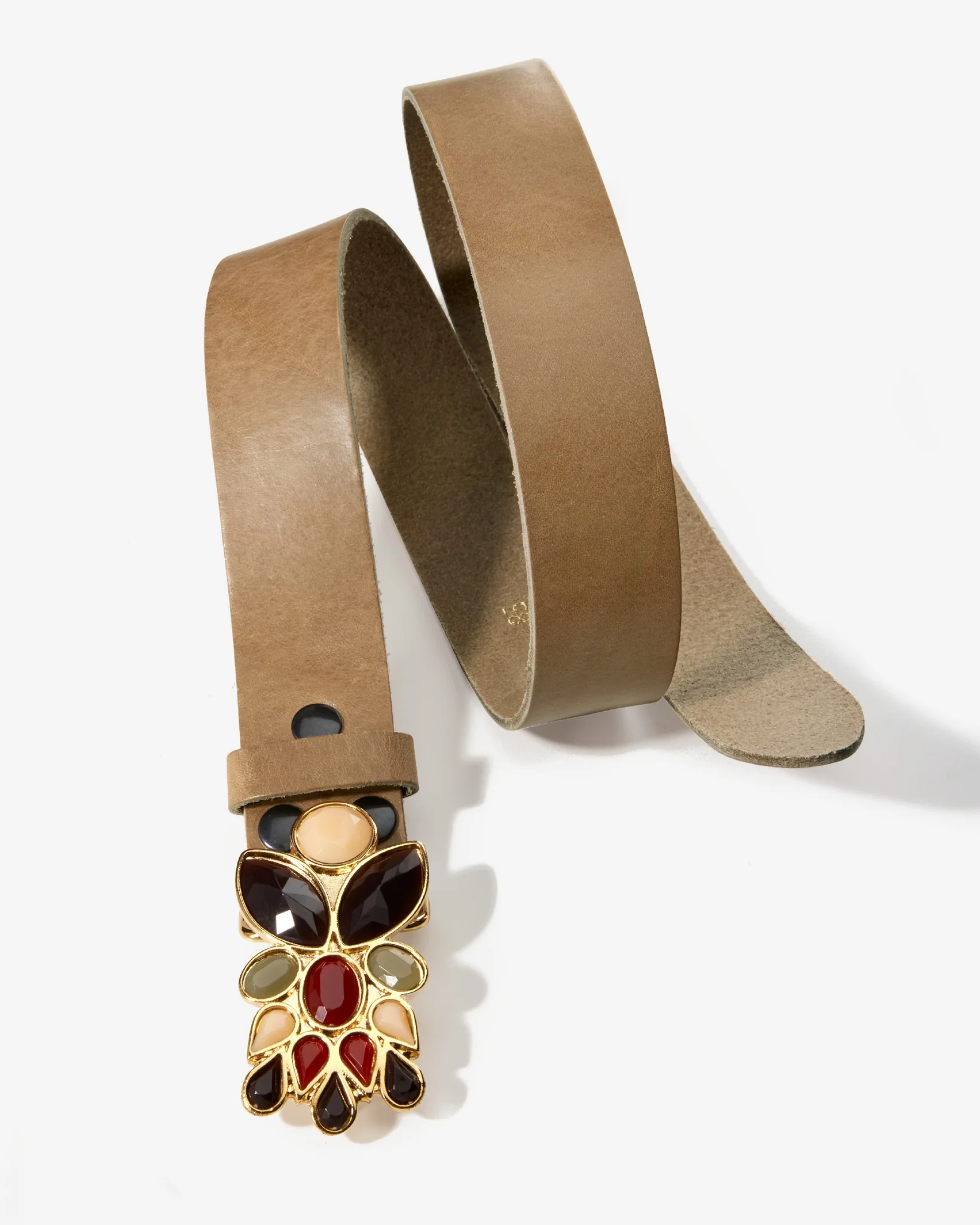 Catania Multi-Colored Gem Buckle Belt Mushroom - Mycitystee