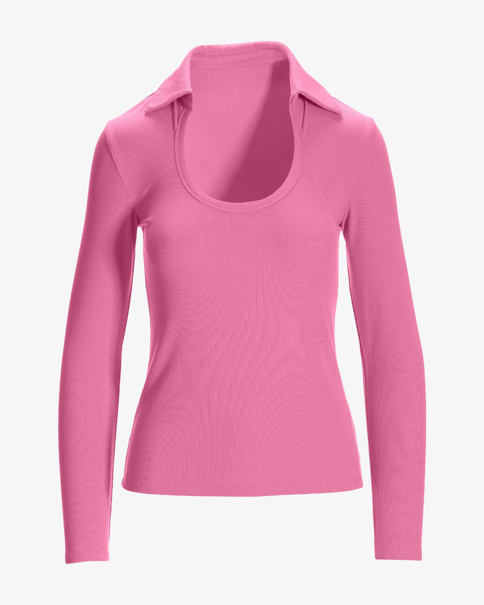 So Essential Collared Scoop-Neck Top Pink Carnation - Mycitystee